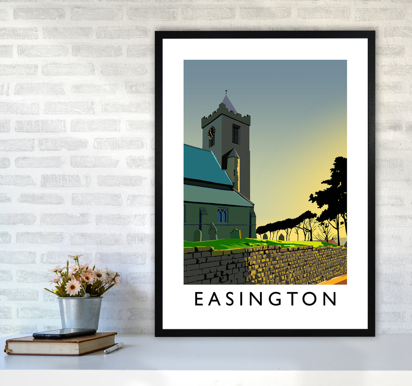 Easington Portrait Art Print by Richard O'Neill A1 White Frame