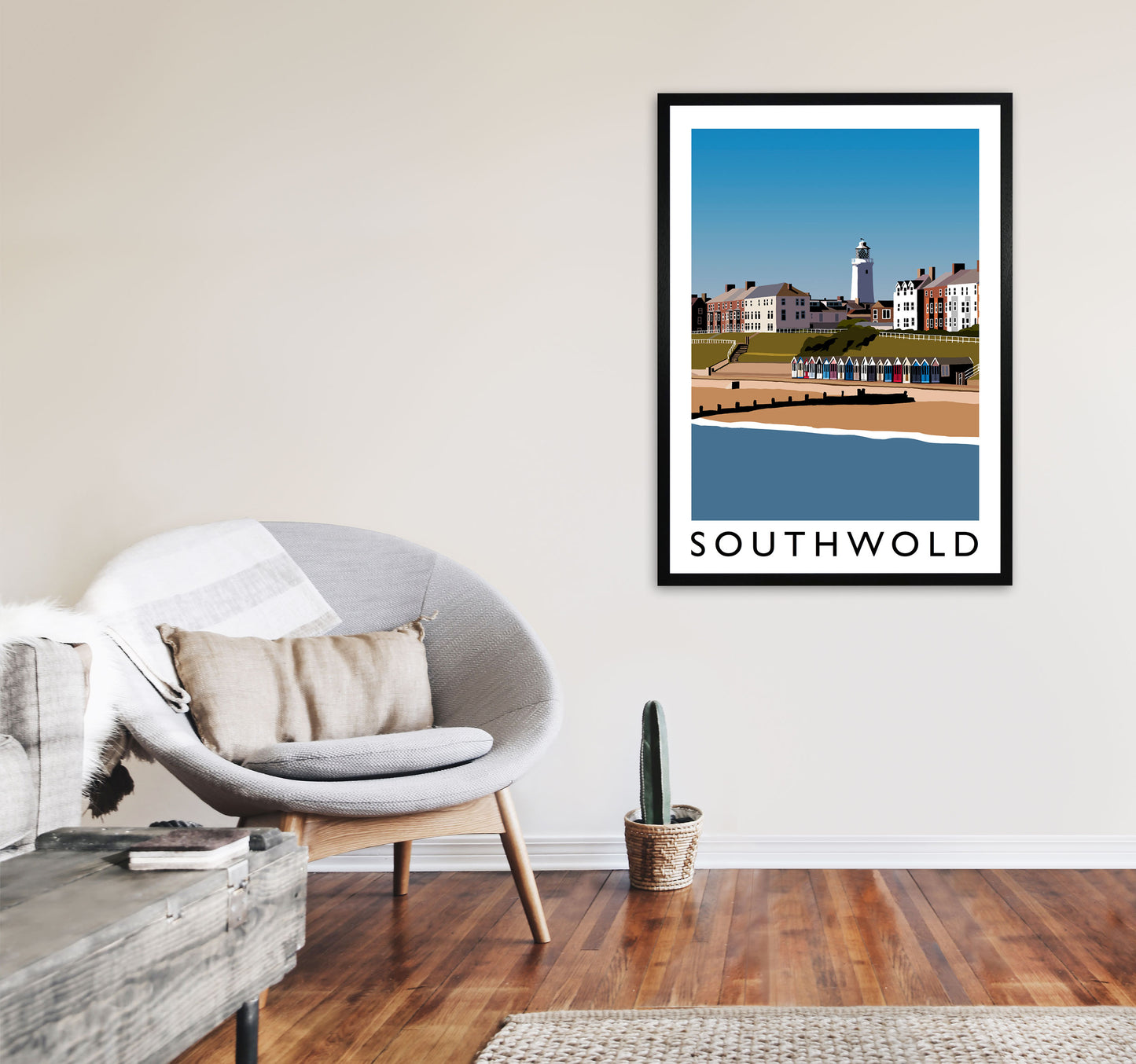 Southwold Framed Digital Art Print by Richard O'Neill A1 White Frame