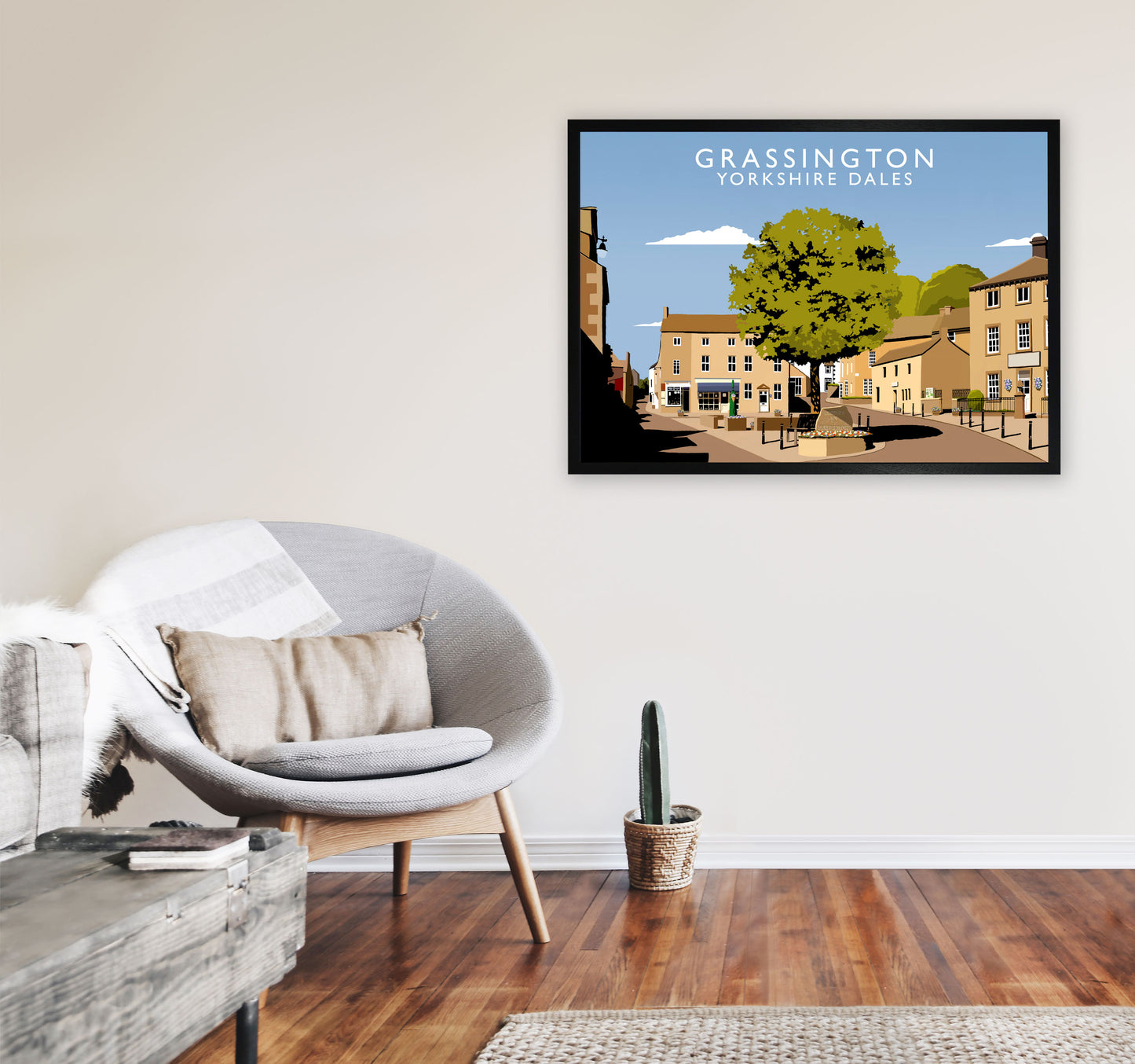 Grassington Yorkshire Dales Art Print by Richard O'Neill A1 White Frame