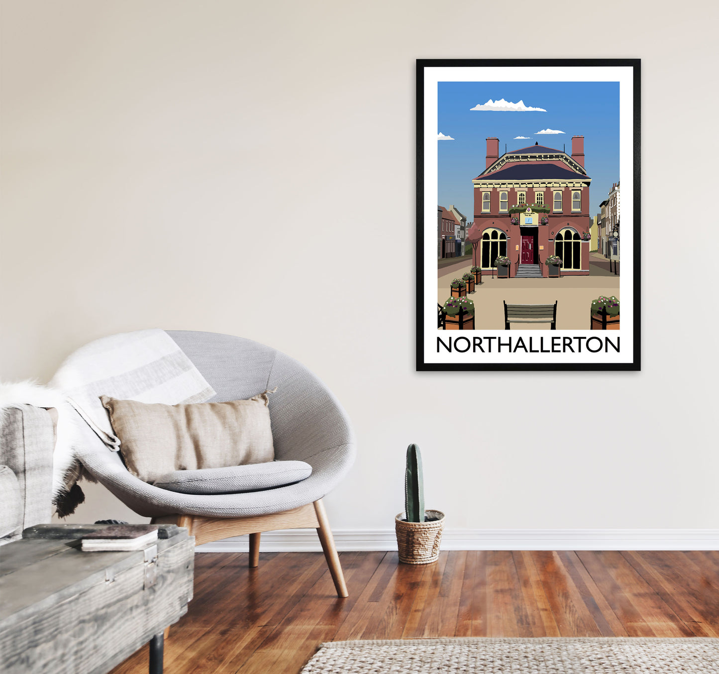 Northallerton2 Portrait Travel Art Print by Richard O'Neill, Framed Wall Art A1 White Frame
