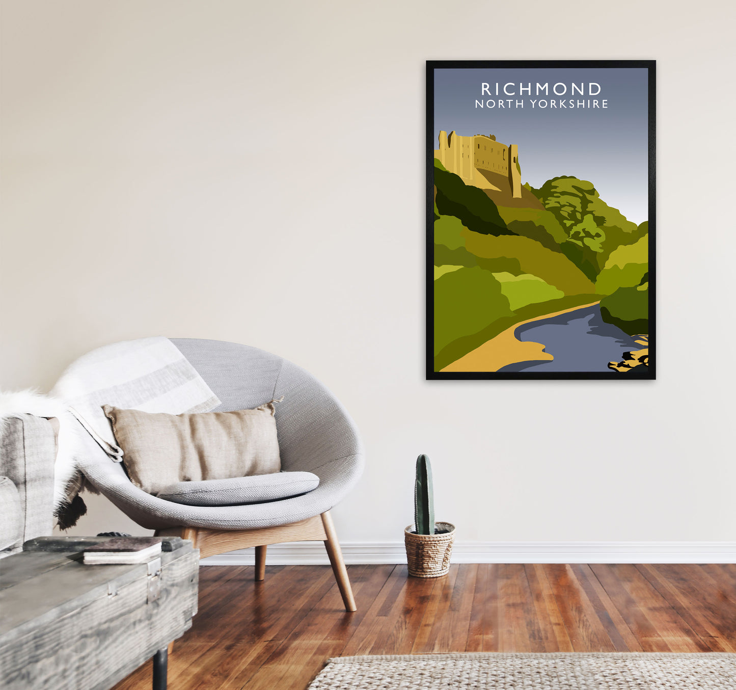 Richmond2 North Yorkshire Portrait Travel Art Print by Richard O'Neill A1 White Frame