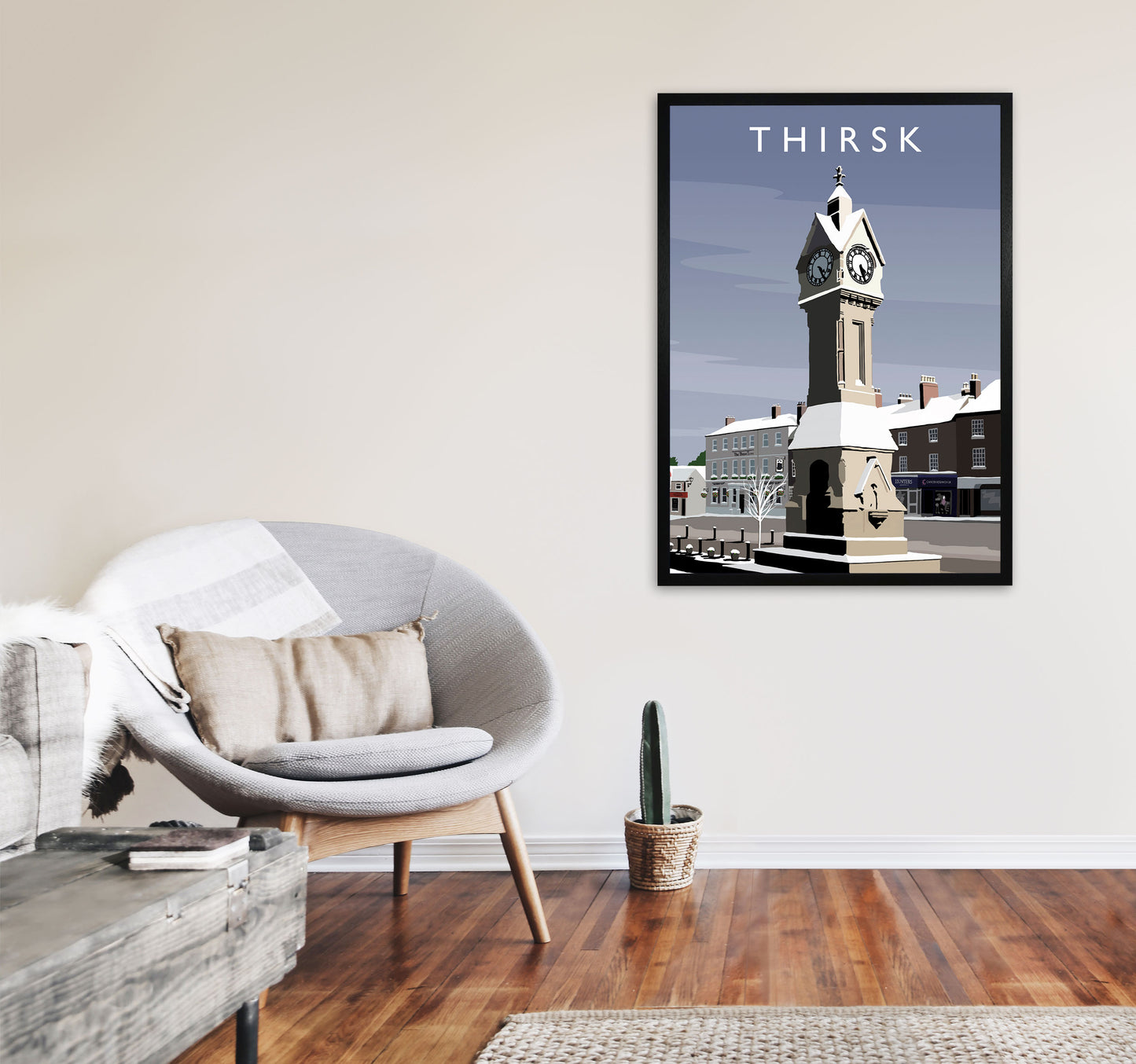 Thirsk 2 (Snow) portrait by Richard O'Neill A1 White Frame