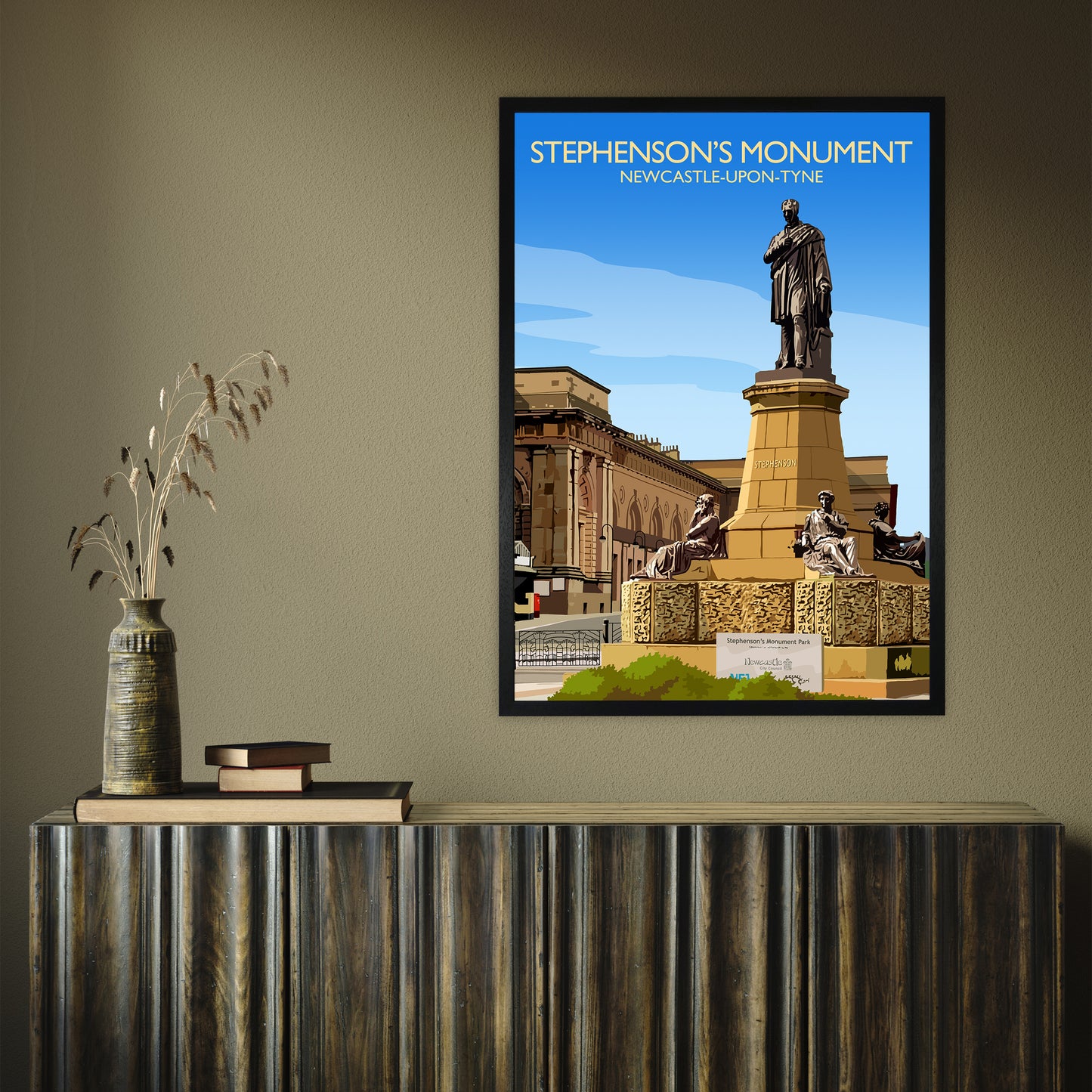 Stephenson's Monument by Richard O'Neill A1 Black Frame