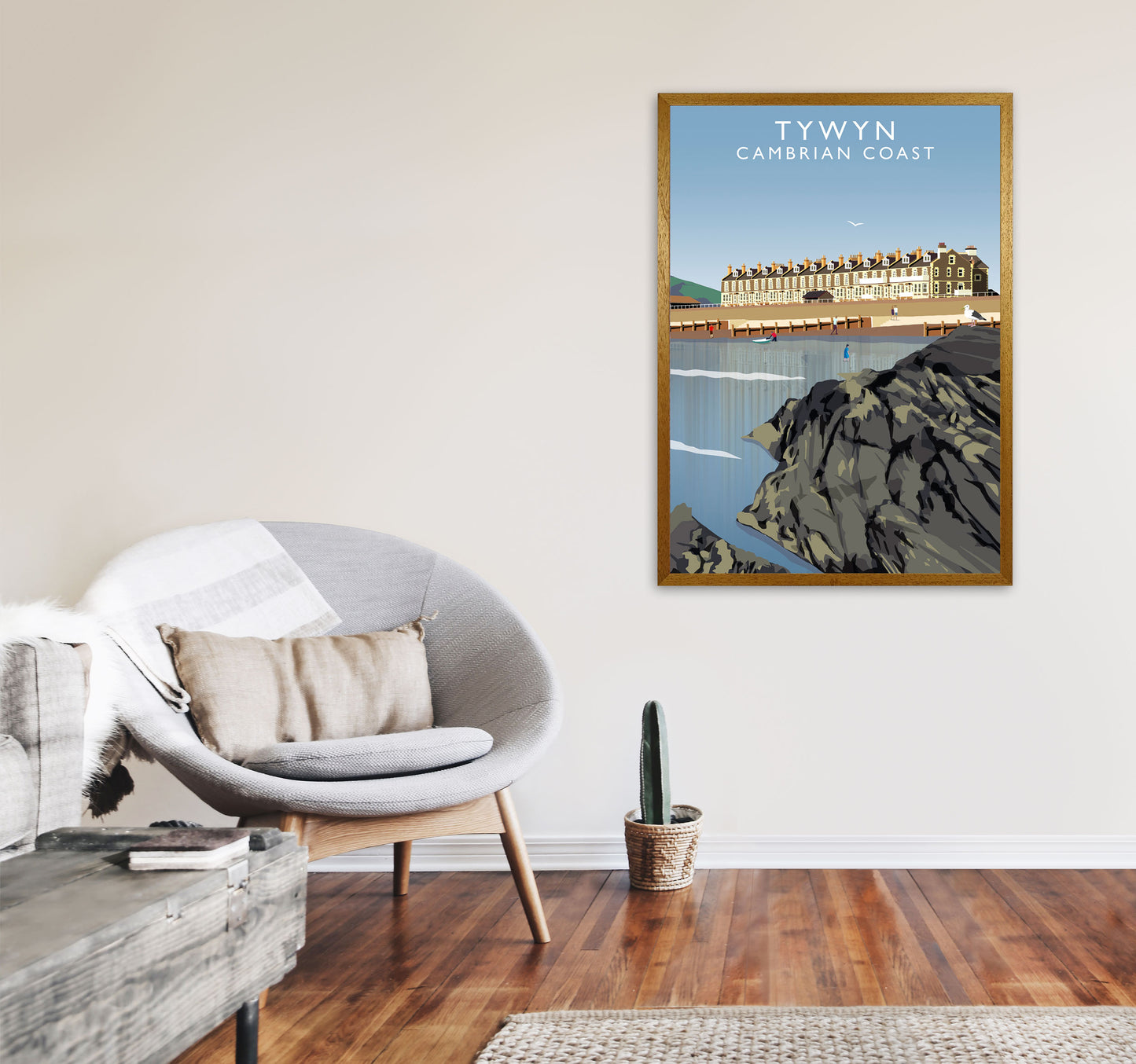 Tywyn Portrait Cambrian Coast Framed Digital Art Print by Richard O'Neill A1 Print Only