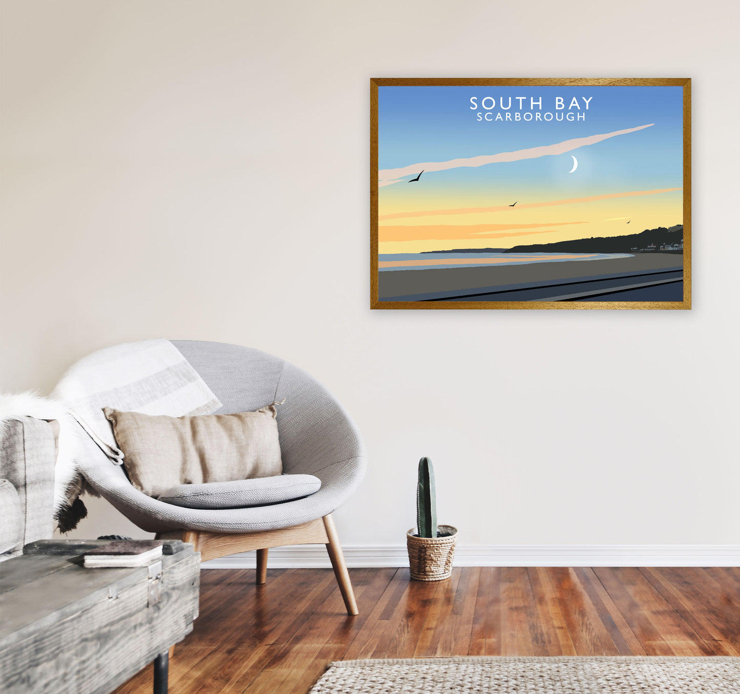 South Bay Scarborough Art Print by Richard O'Neill, Framed Wall Art A1 Print Only