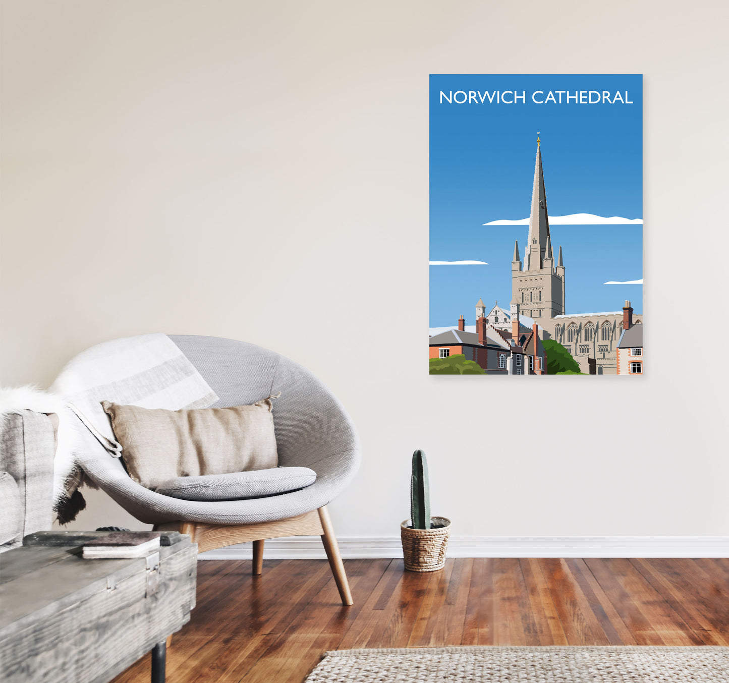 Norwich Cathedral Portrait Art Print by Richard O'Neill A1 Black Frame