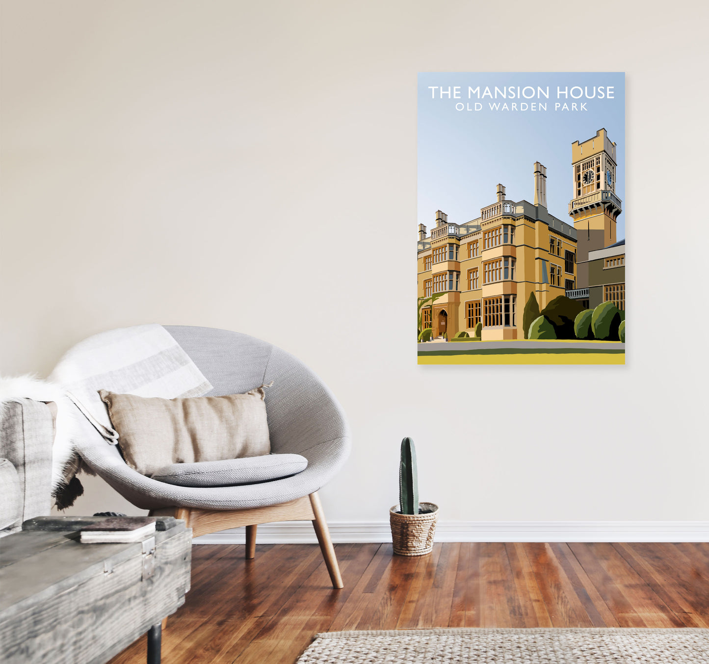 The Mansion House Portrait Old Warden Park Travel Art Print by Richard O'Neill A1 Black Frame