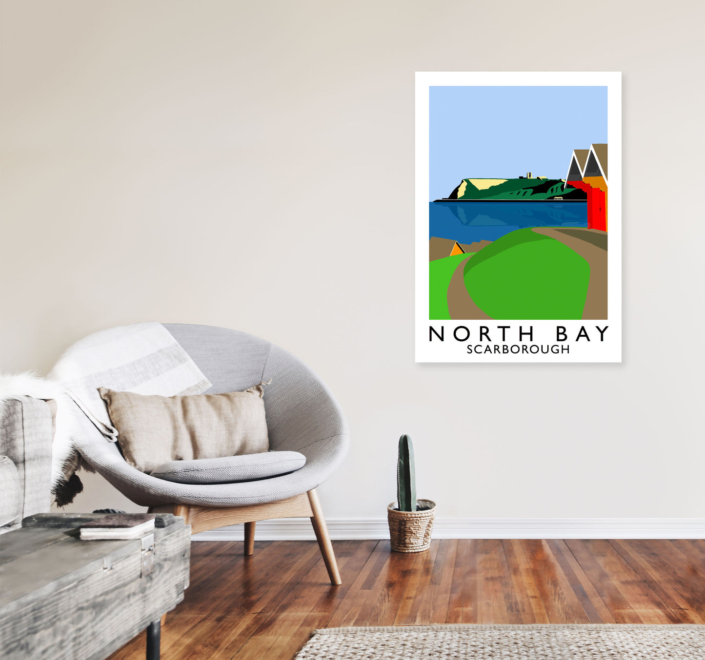 North Bay2 Portrait Scarborough Travel Art Print by Richard O'Neill, Framed Wall Art A1 Black Frame