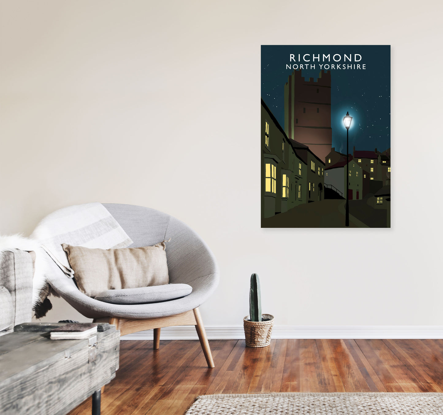 Richmond North Yorkshire Portrait Travel Art Print by Richard O'Neill A1 Black Frame