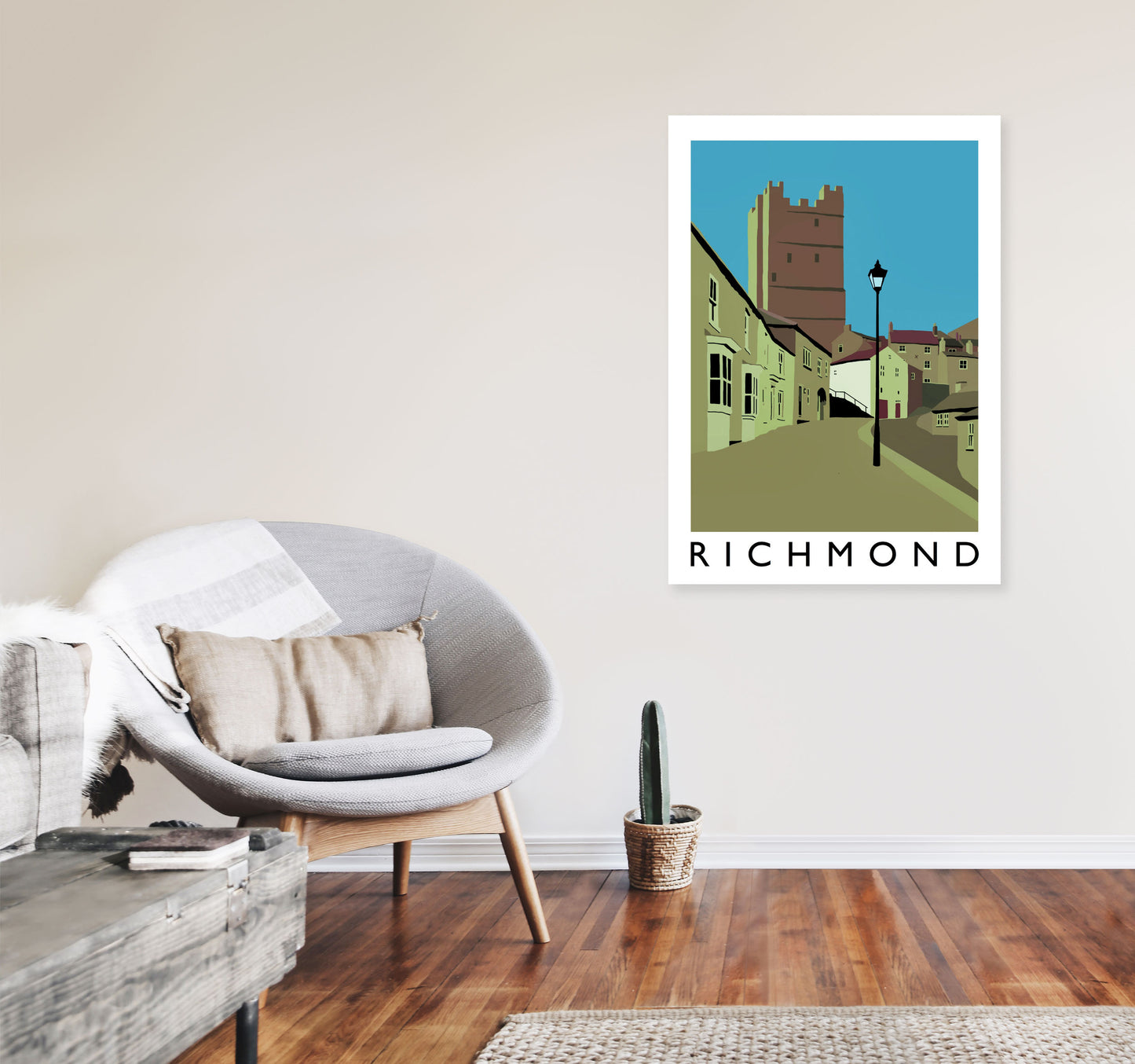 Richmond PortyraitTravel Art Print by Richard O'Neill, Framed Wall Art A1 Black Frame