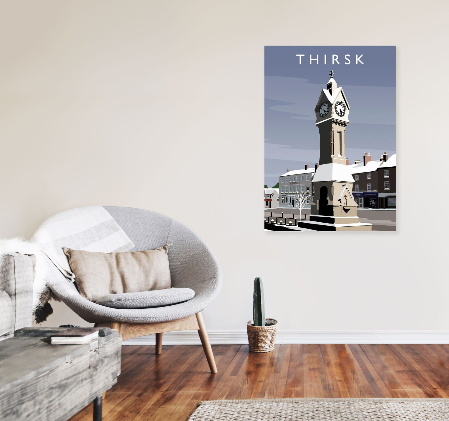Thirsk 2 (Snow) portrait by Richard O'Neill A1 Black Frame