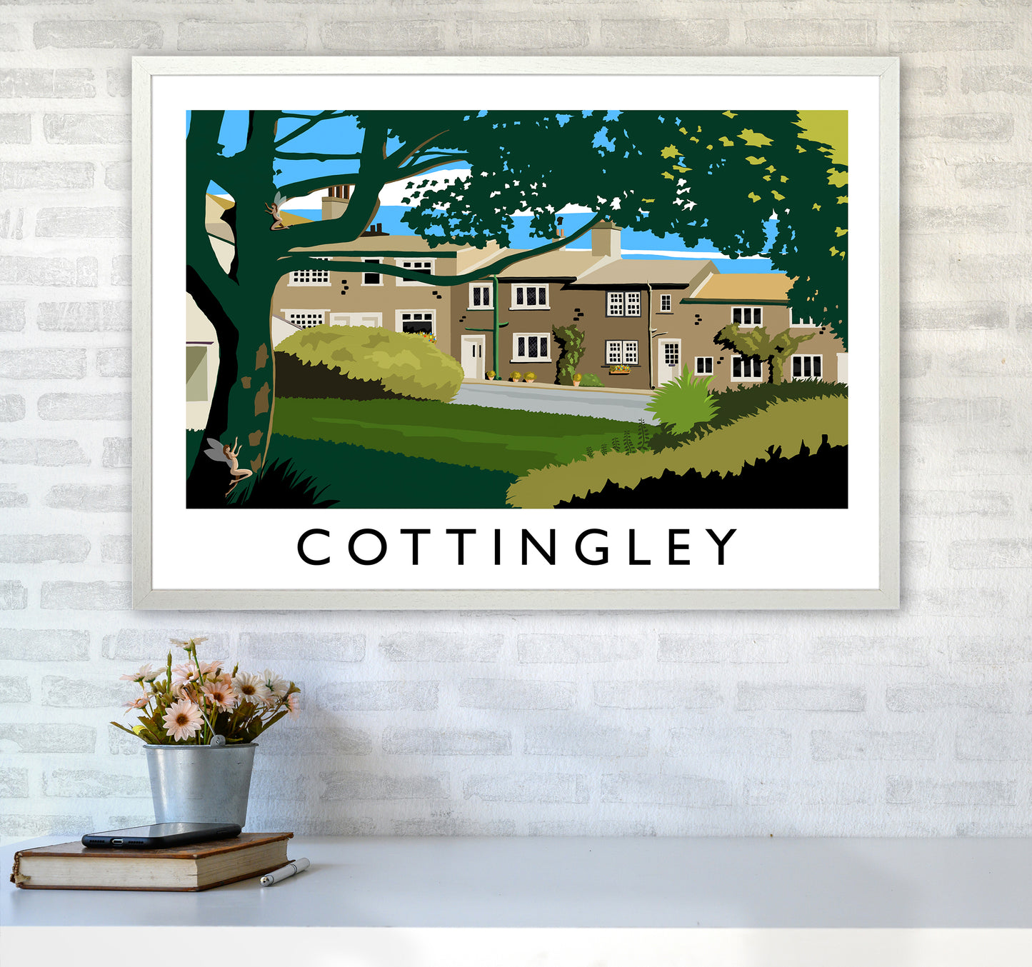 Cottingley Travel Art Print by Richard O'Neill A1 Oak Frame