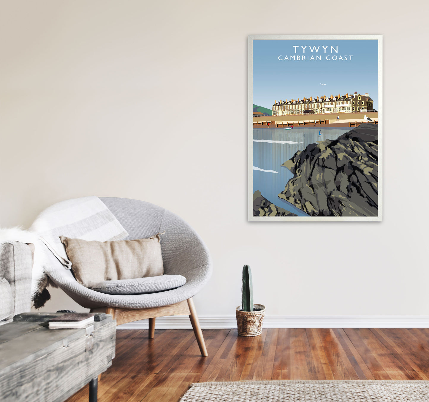 Tywyn Portrait Cambrian Coast Framed Digital Art Print by Richard O'Neill A1 Oak Frame