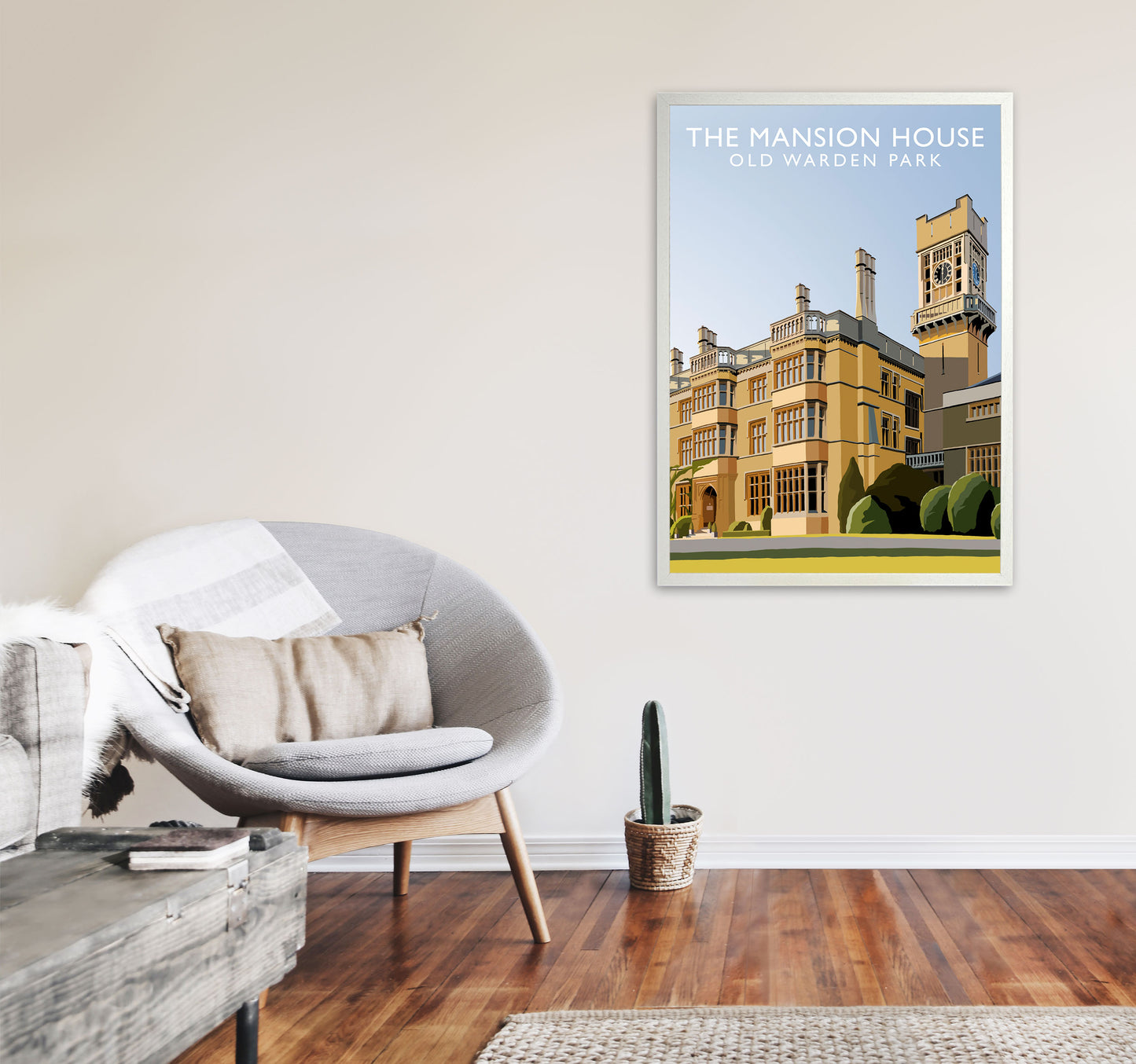 The Mansion House Portrait Old Warden Park Travel Art Print by Richard O'Neill A1 Oak Frame
