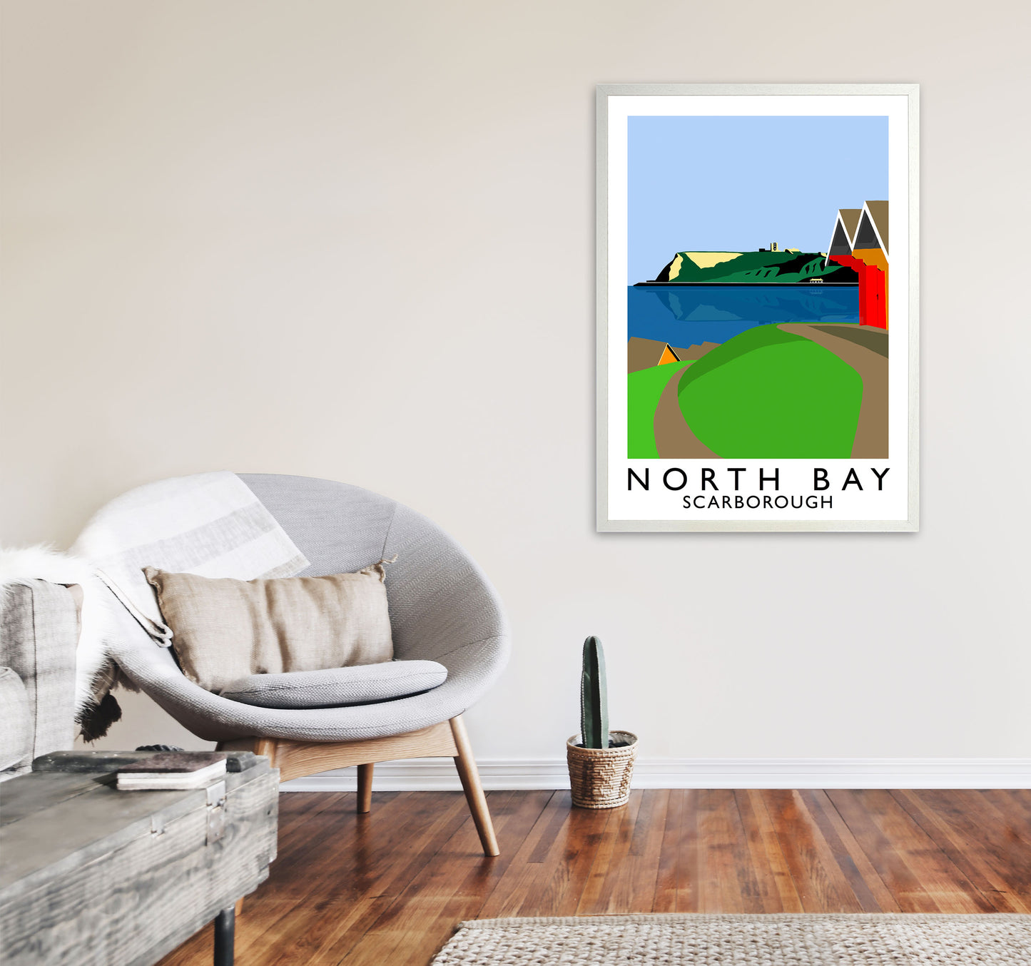 North Bay2 Portrait Scarborough Travel Art Print by Richard O'Neill, Framed Wall Art A1 Oak Frame