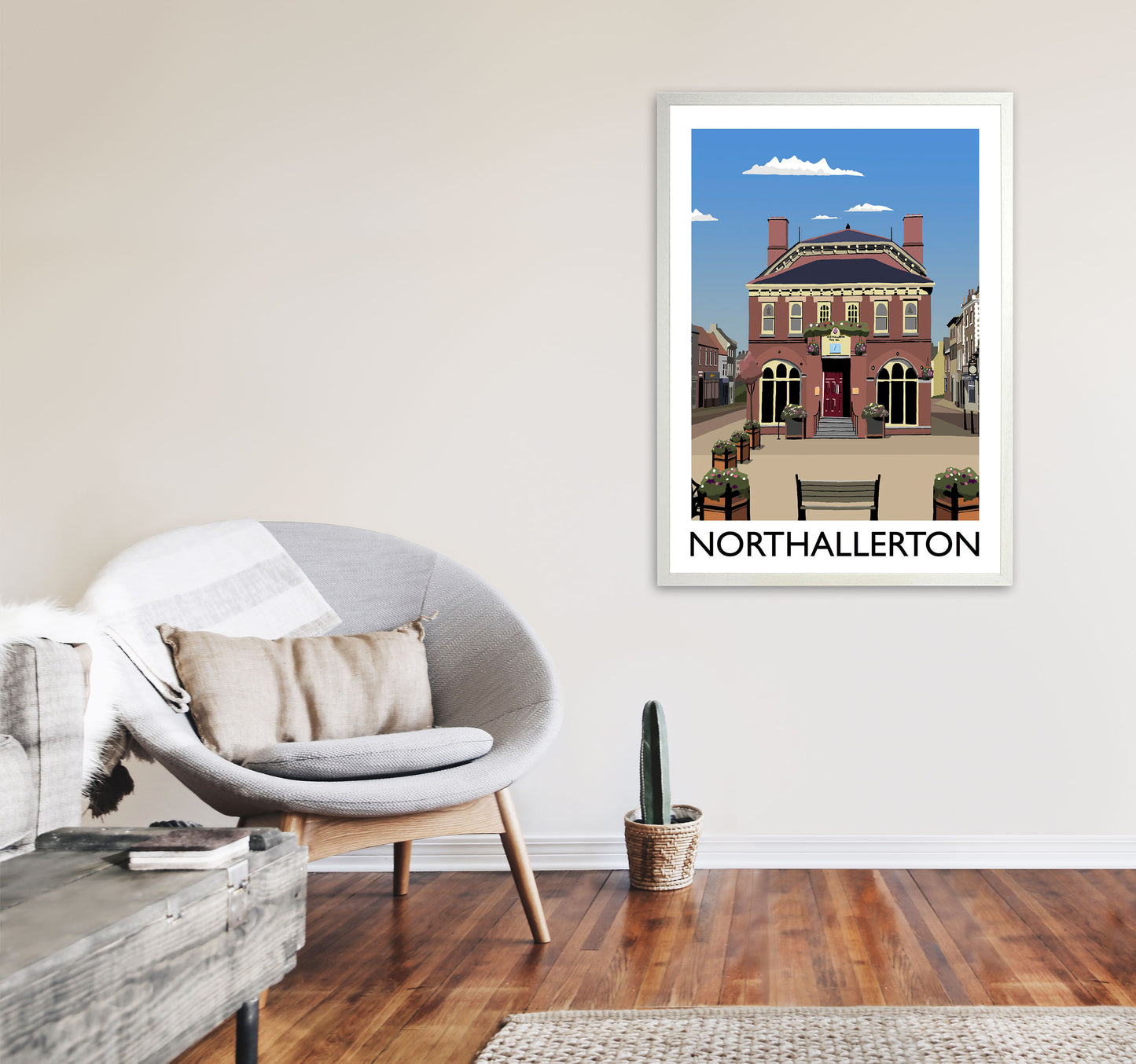 Northallerton2 Portrait Travel Art Print by Richard O'Neill, Framed Wall Art A1 Oak Frame