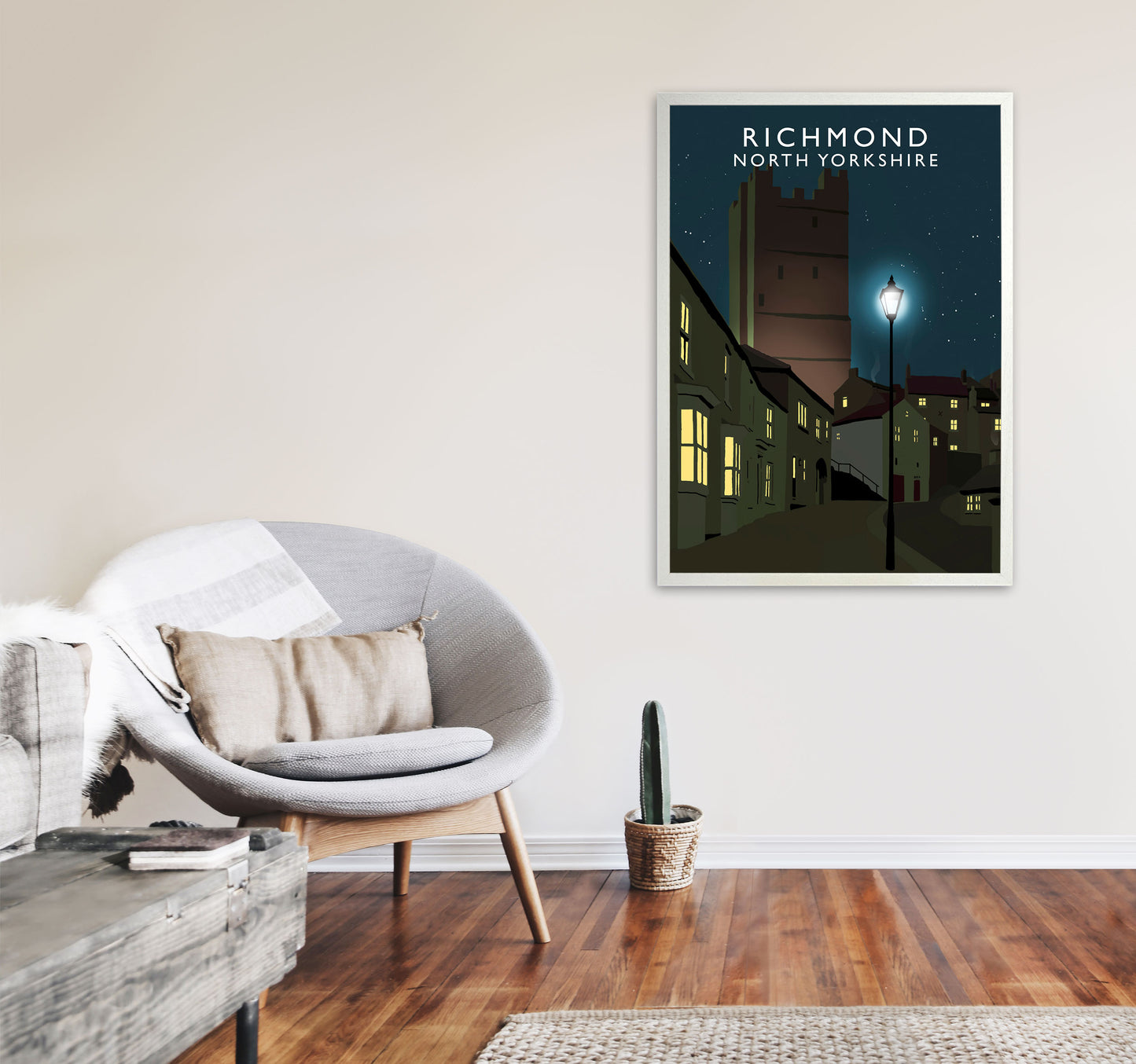 Richmond North Yorkshire Portrait Travel Art Print by Richard O'Neill A1 Oak Frame