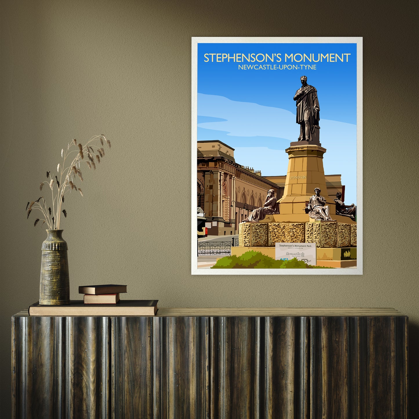 Stephenson's Monument by Richard O'Neill A1 White Frame