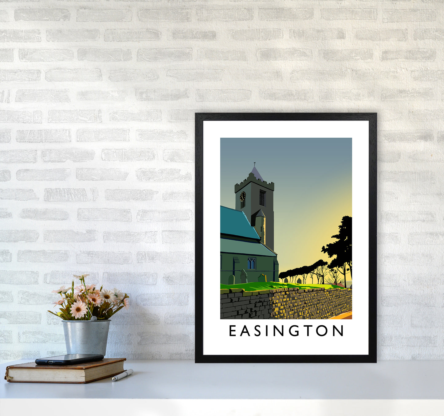 Easington Portrait Art Print by Richard O'Neill A2 White Frame
