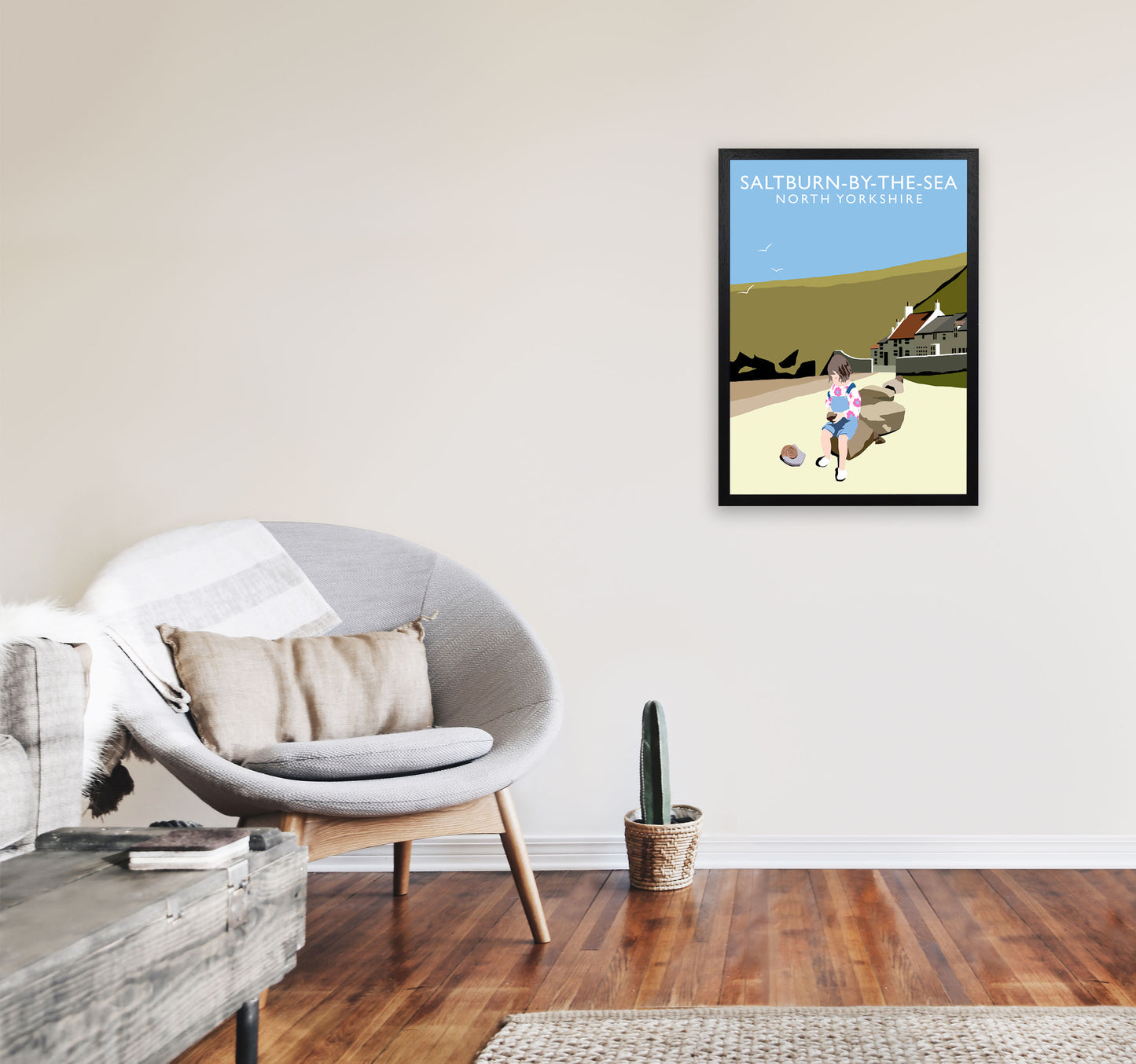 Saltburn-By-The-Sea North Yorkshire Art Print by Richard O'Neill A2 White Frame