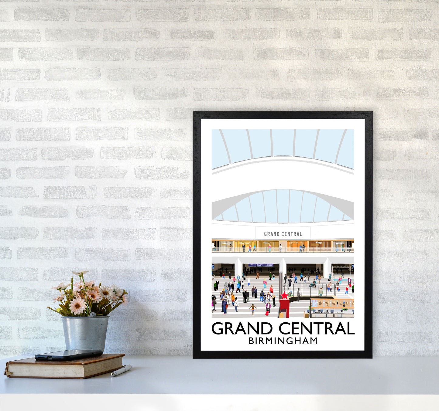 Grand Central Birmingham by Richard O'Neill A2 White Frame