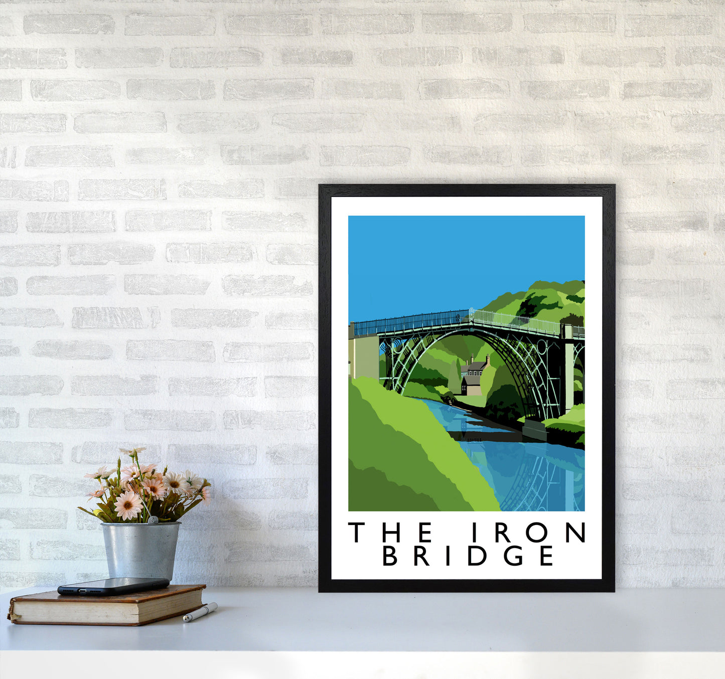 The Iron Bridge by Richard O'Neill A2 White Frame
