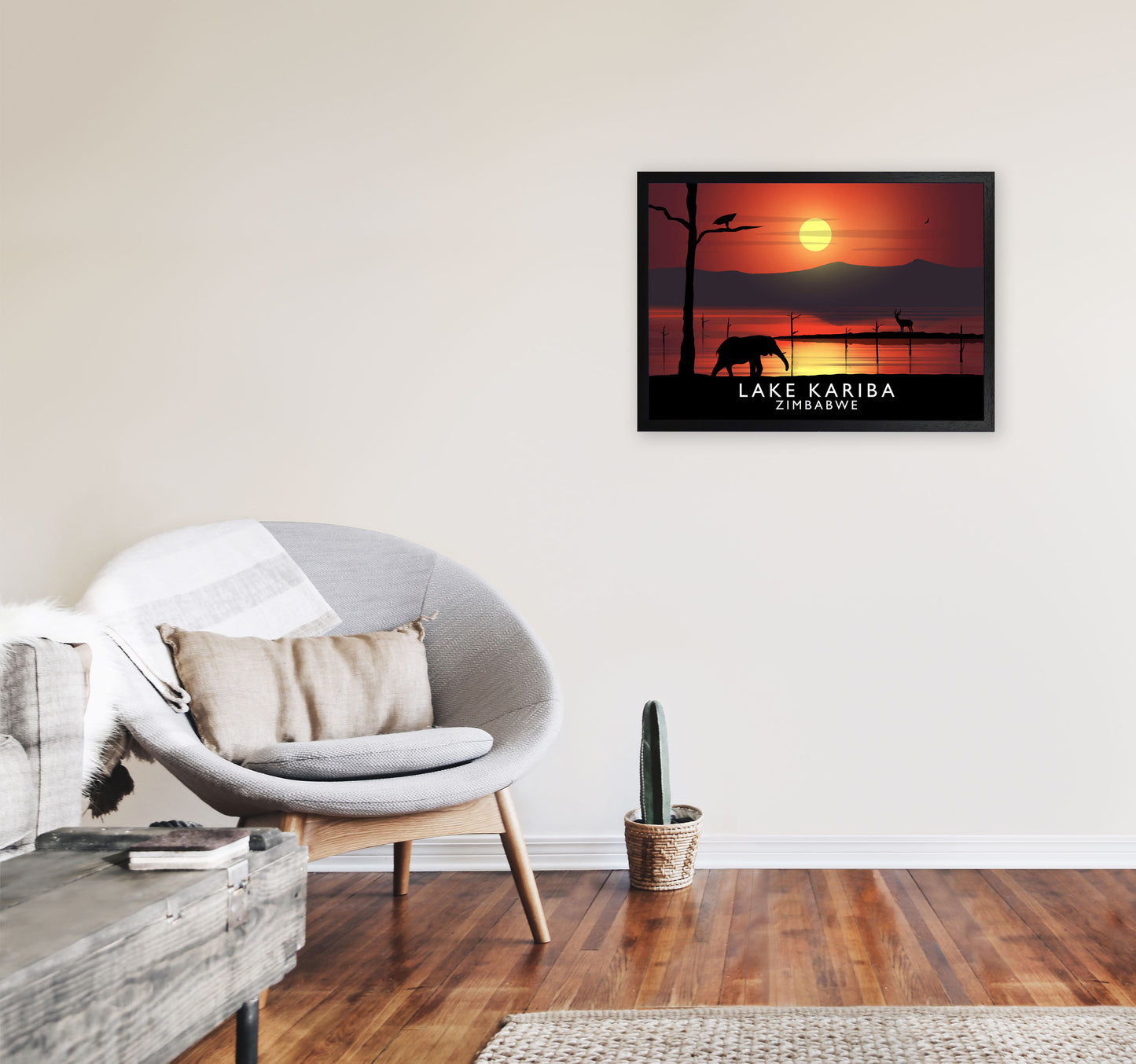 Lake Kariba Zimbabwe Framed Digital Art Print by Richard O'Neill A2 White Frame