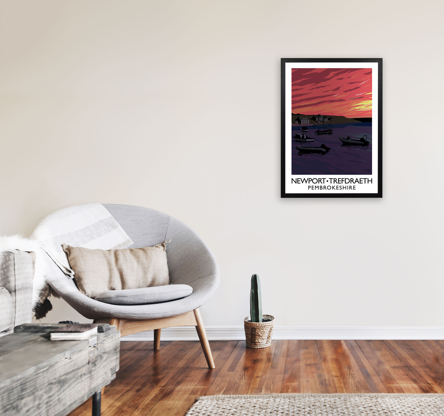 Newport Trefdraeth Pembrokeshire Portrait Travel Art Print by Richard O'Neill A2 White Frame