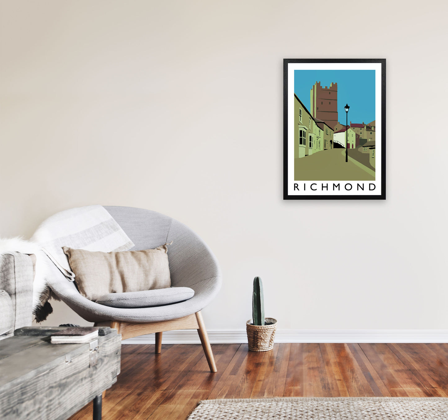 Richmond PortyraitTravel Art Print by Richard O'Neill, Framed Wall Art A2 White Frame