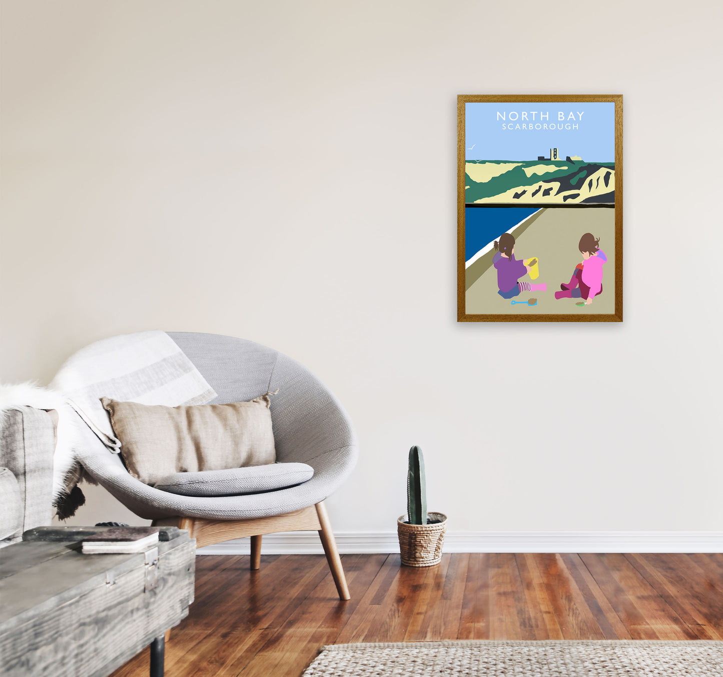 North Bay3 Portrait Scarborough Travel Art Print by Richard O'Neill, Framed Wall Art A2 Print Only