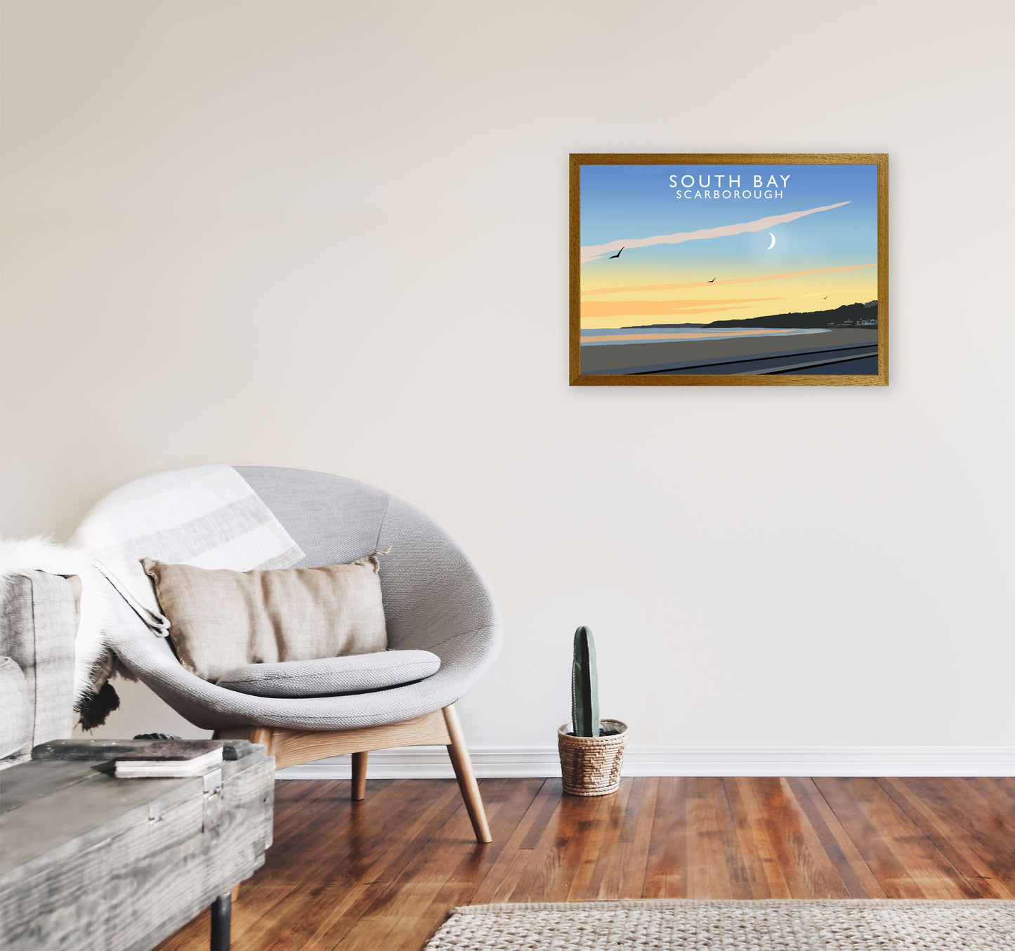 South Bay Scarborough Art Print by Richard O'Neill, Framed Wall Art A2 Print Only