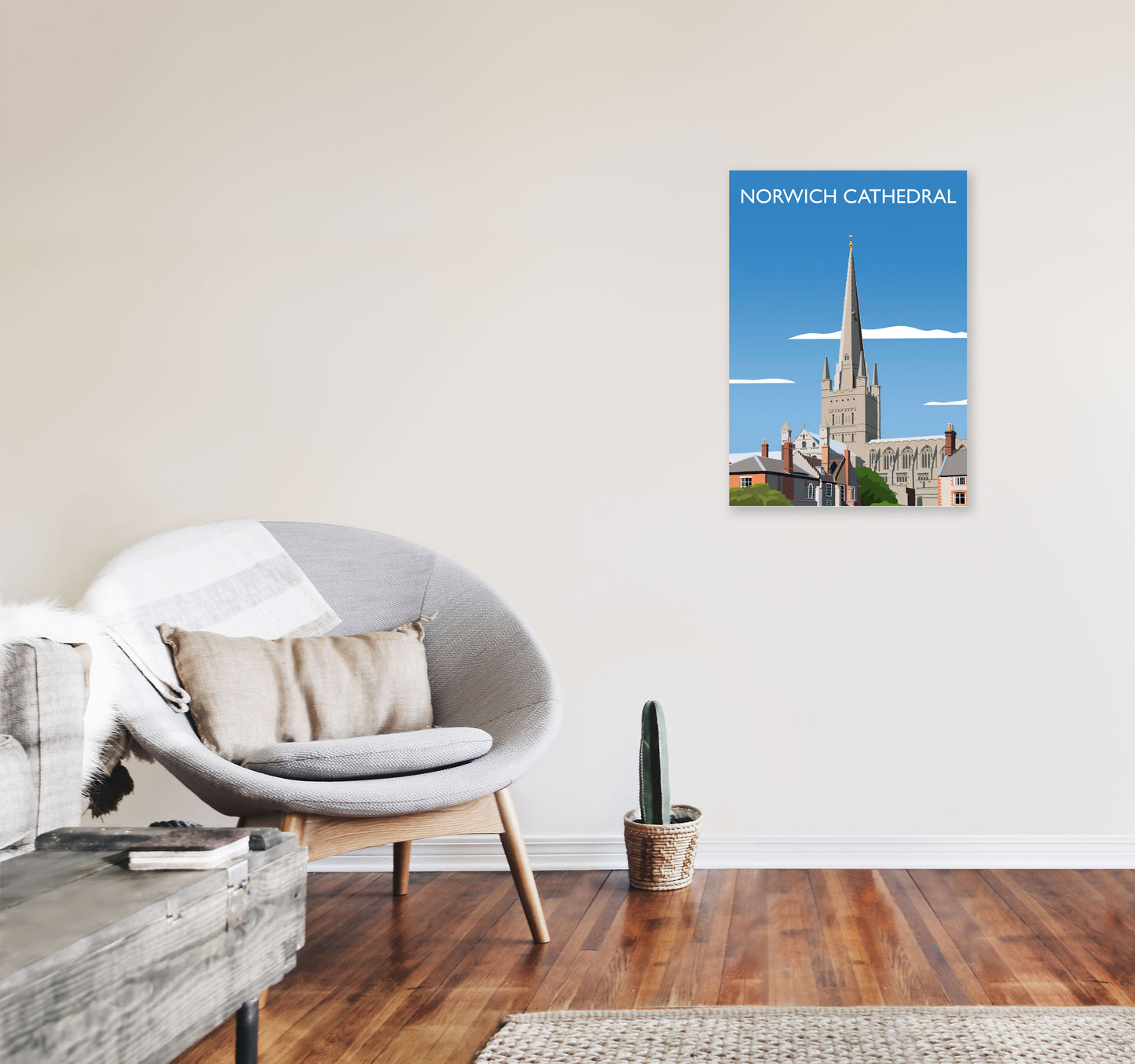 Norwich Cathedral Portrait Art Print by Richard O'Neill A2 Black Frame