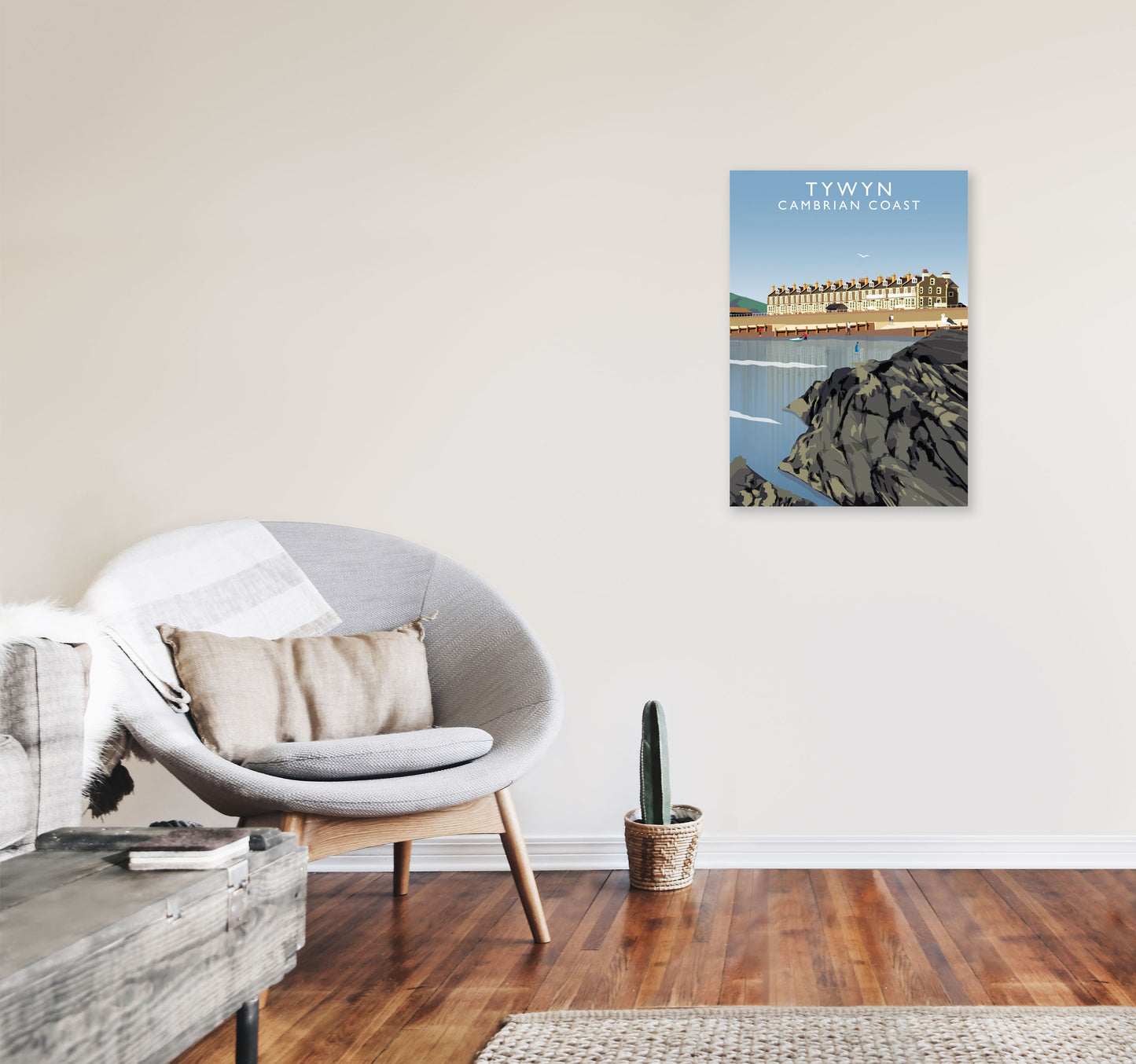 Tywyn Portrait Cambrian Coast Framed Digital Art Print by Richard O'Neill A2 Black Frame