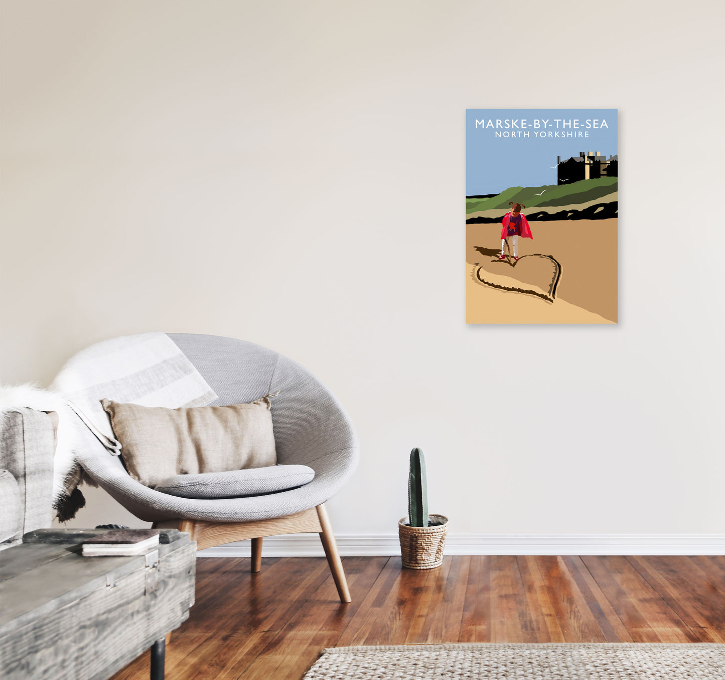 Marske-By-The-Sea2 Portrait North Yorkshire Travel Art Print by Richard O'Neill A2 Black Frame