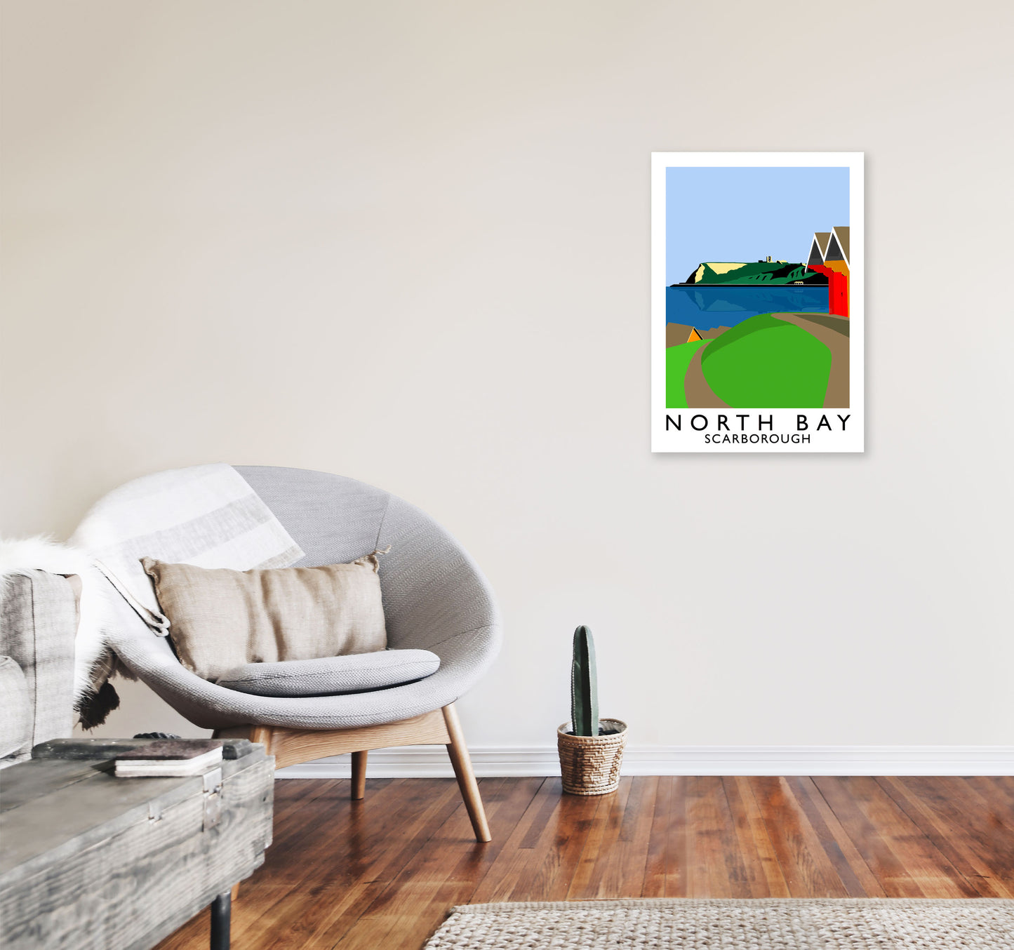 North Bay2 Portrait Scarborough Travel Art Print by Richard O'Neill, Framed Wall Art A2 Black Frame