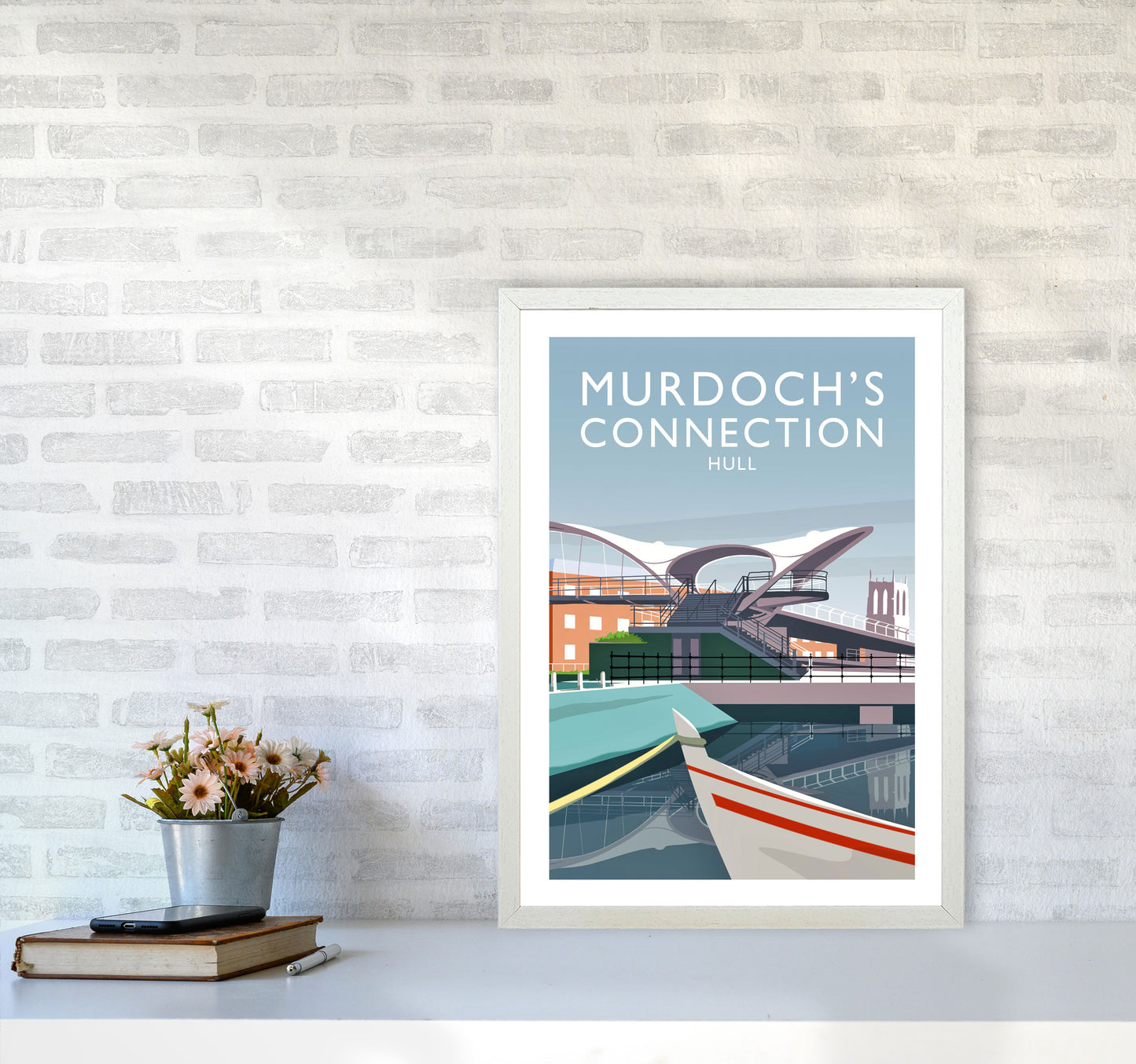 Murdoch's Connection portrait Travel Art Print by Richard O'Neill A2 Oak Frame