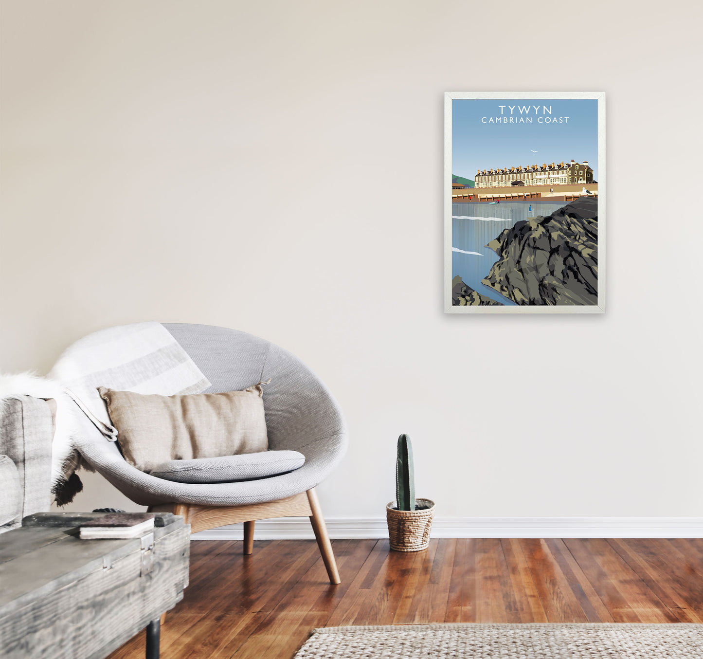 Tywyn Portrait Cambrian Coast Framed Digital Art Print by Richard O'Neill A2 Oak Frame