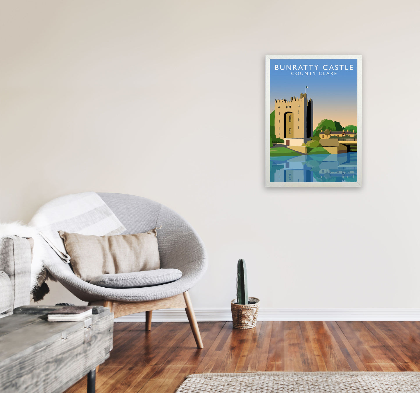 Bunratty Castle Portrait by Richard O'Neill A2 Oak Frame