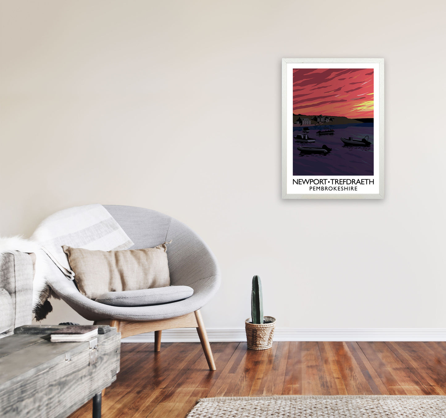 Newport Trefdraeth Pembrokeshire Portrait Travel Art Print by Richard O'Neill A2 Oak Frame