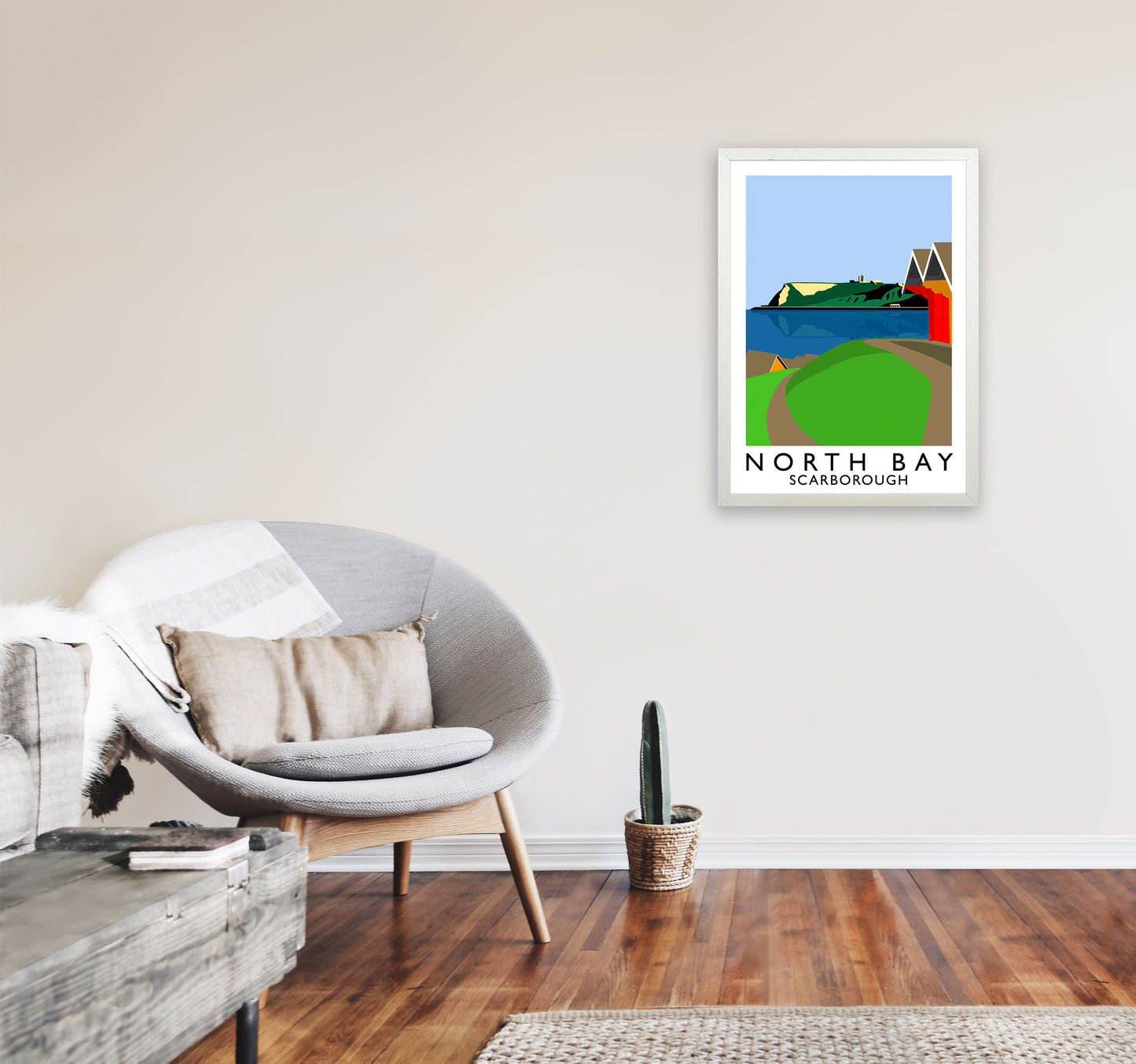 North Bay2 Portrait Scarborough Travel Art Print by Richard O'Neill, Framed Wall Art A2 Oak Frame