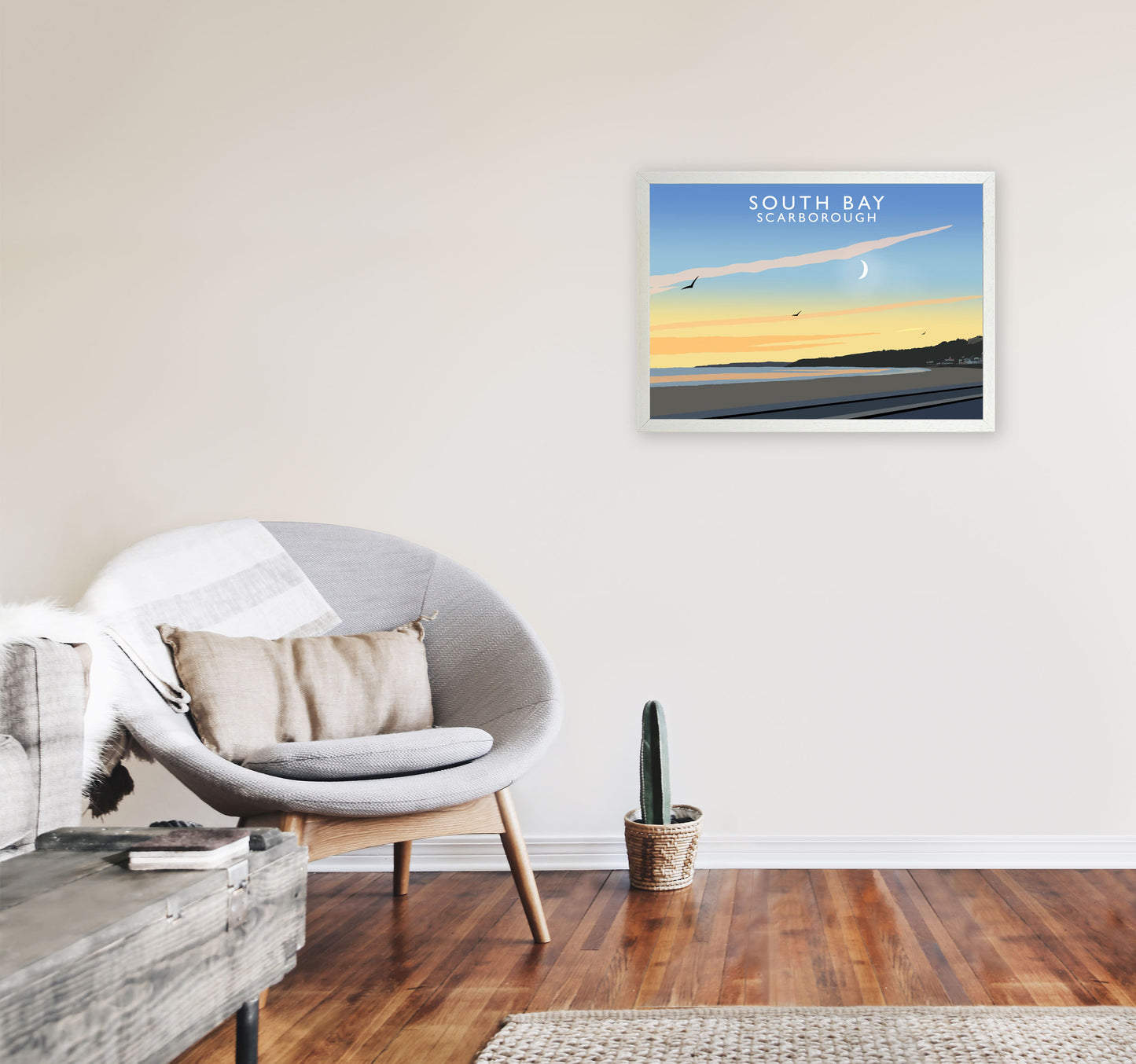 South Bay Scarborough Art Print by Richard O'Neill, Framed Wall Art A2 Oak Frame