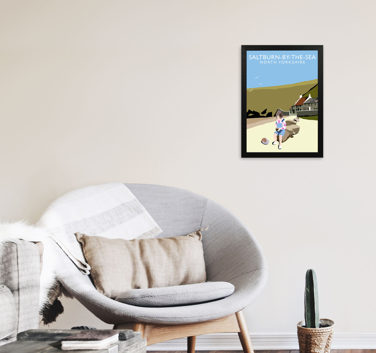 Saltburn-By-The-Sea North Yorkshire Art Print by Richard O'Neill A3 White Frame