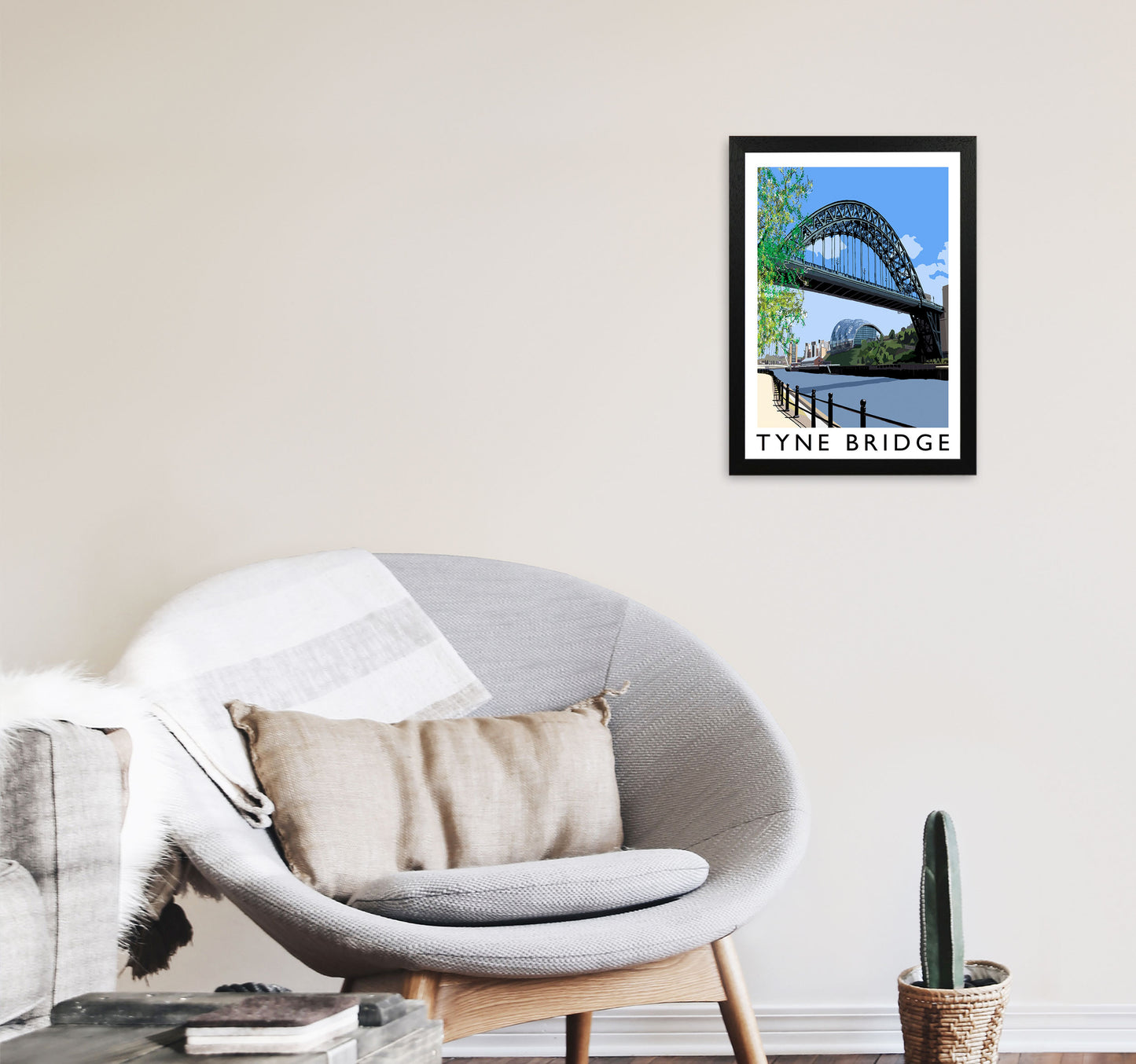 Tyne Bridge Art Print by Richard O'Neill A3 White Frame