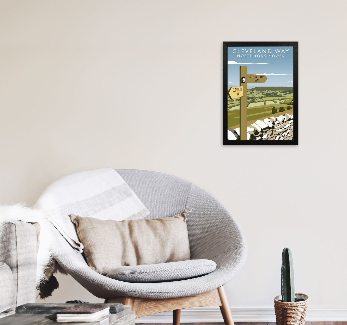 Cleveland Way (Portrait) by Richard O'Neill A3 White Frame