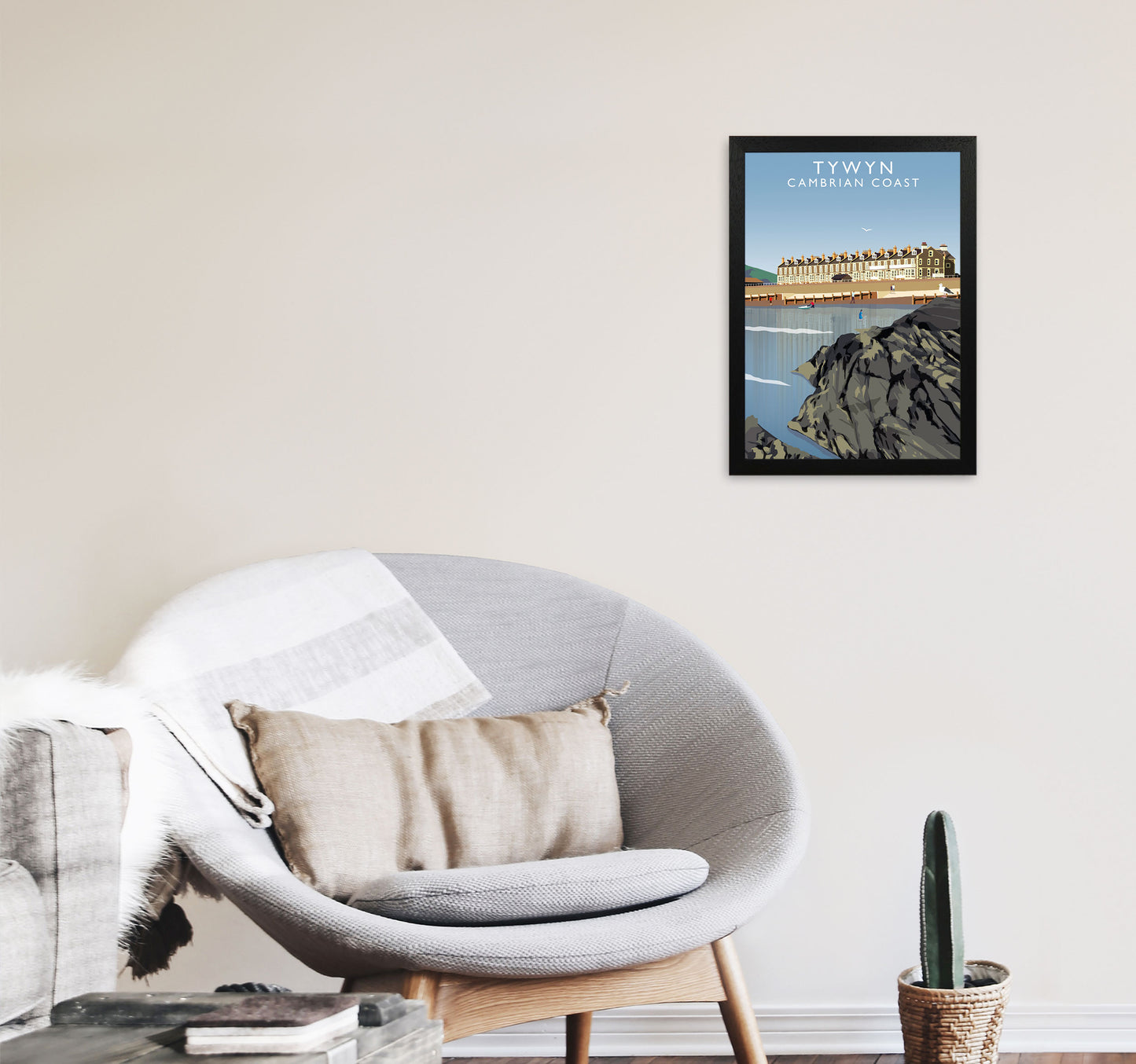 Tywyn Portrait Cambrian Coast Framed Digital Art Print by Richard O'Neill A3 White Frame