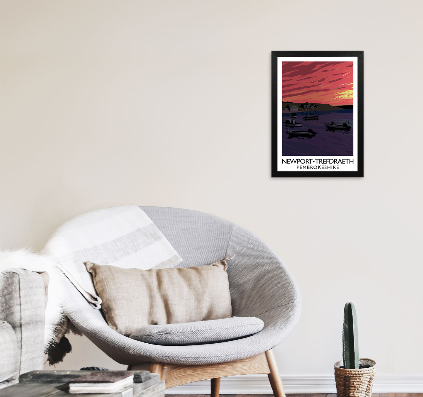 Newport Trefdraeth Pembrokeshire Portrait Travel Art Print by Richard O'Neill A3 White Frame