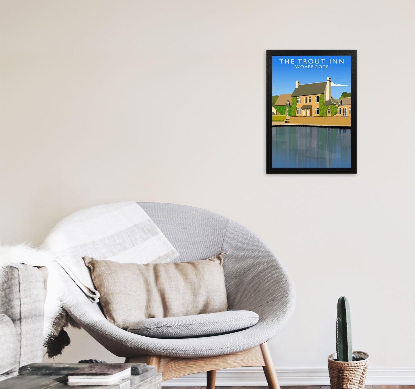 The Trout Inn Portrait Wolvercote Travel Art Print by Richard O'Neill A3 White Frame