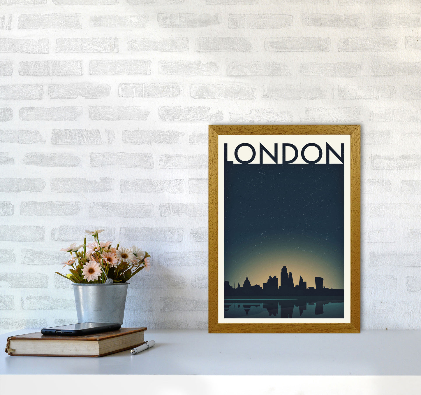 London 4 (Night) Travel Art Print by Richard O'Neill A3 Print Only
