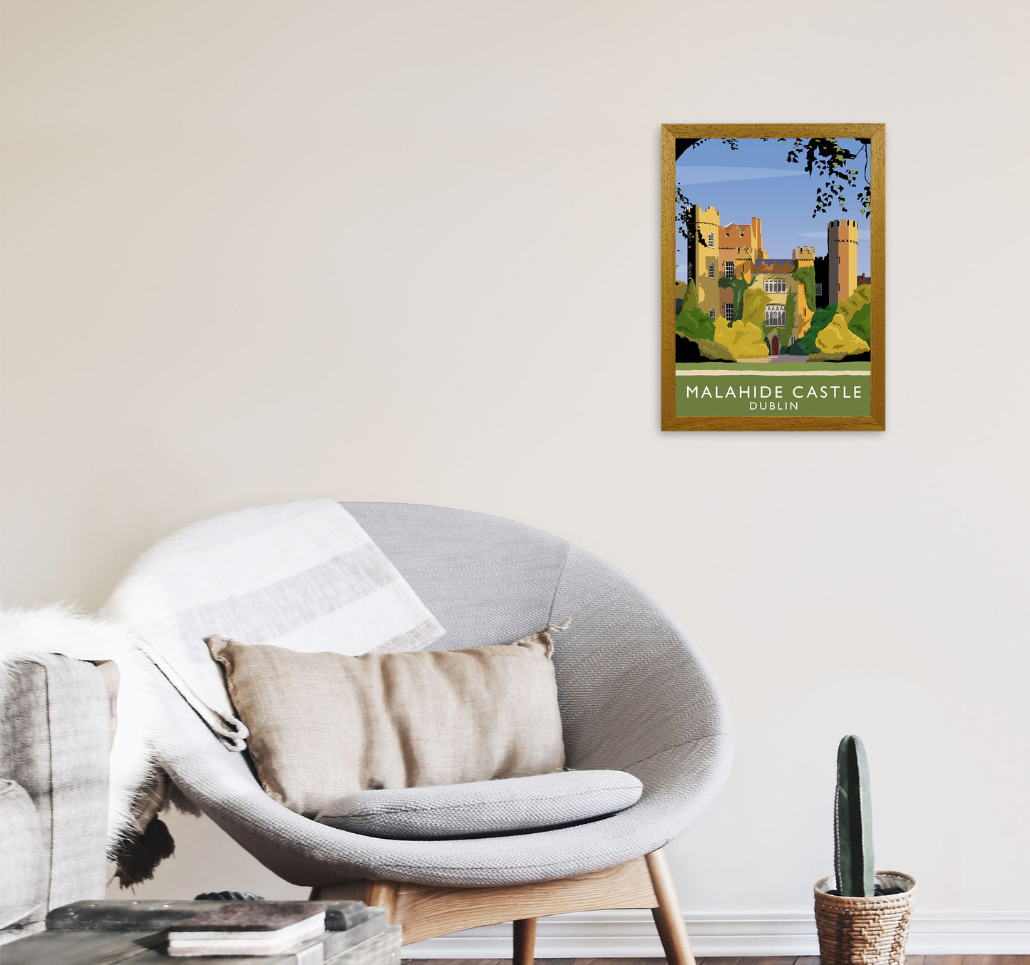 Malahide Castle Dublin Portrait Travel Art Print by Richard O'Neill, Framed Wall Art A3 Print Only
