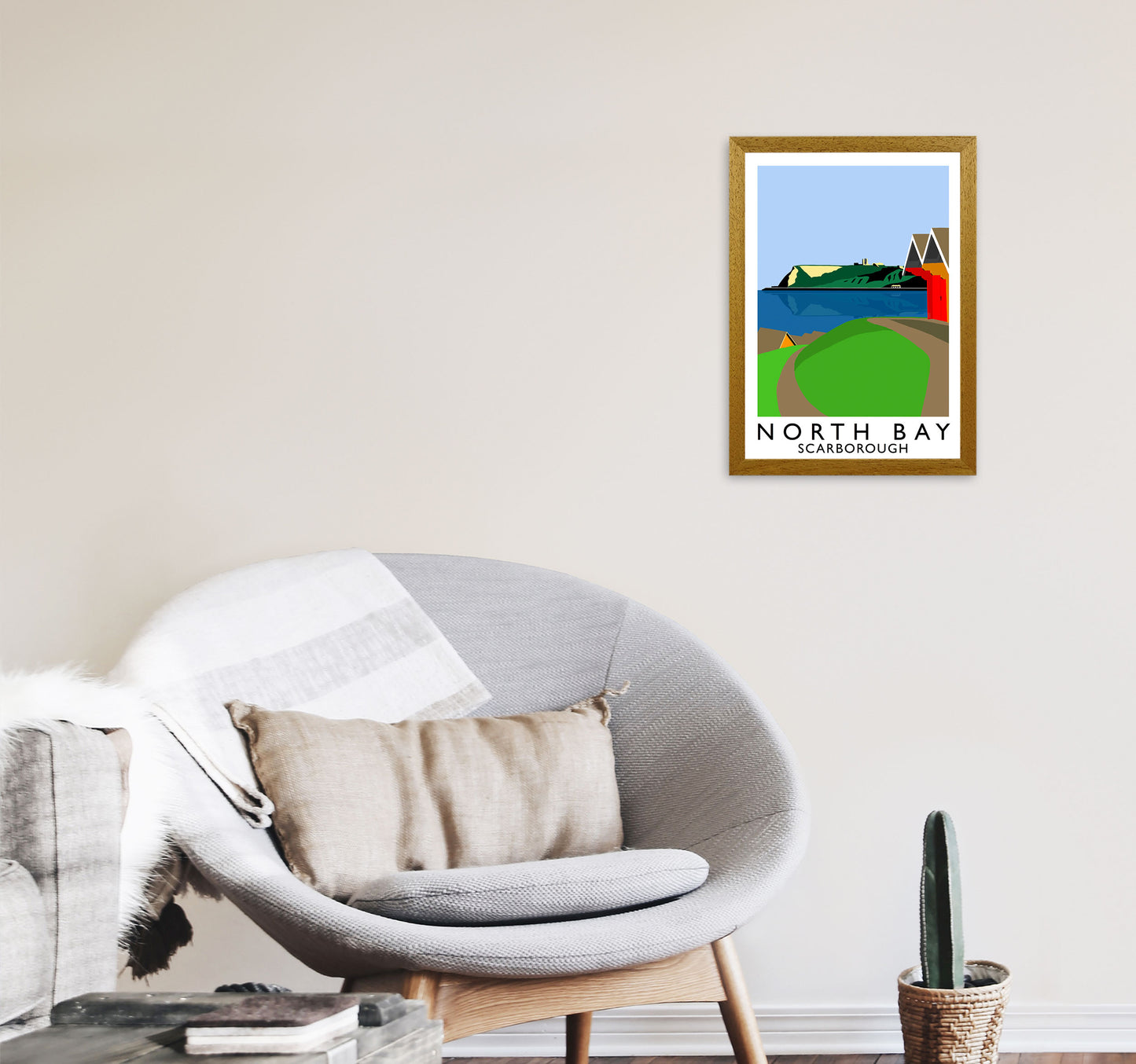 North Bay2 Portrait Scarborough Travel Art Print by Richard O'Neill, Framed Wall Art A3 Print Only